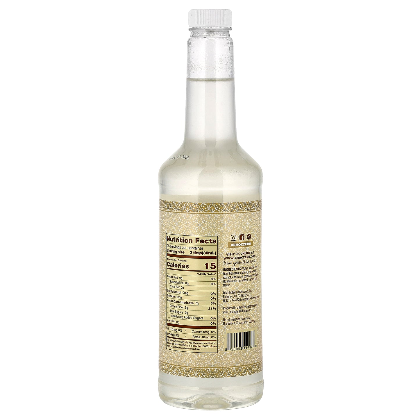 ChocZero, Premium Syrup, White Chocolate, Sugar Free, 25.4 fl oz (750 ml)