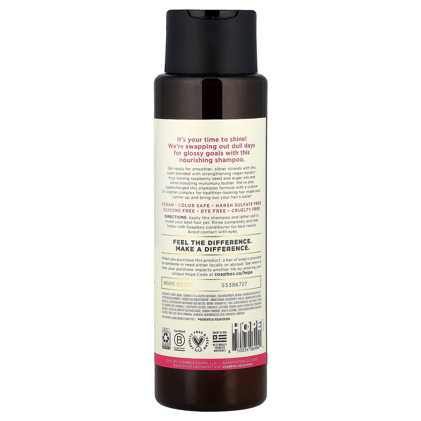 Soapbox, Nourishing Shampoo, Keratin Shine Boosting, For Silky, Frizz-Tamed Hair, 16 fl oz (473 ml)