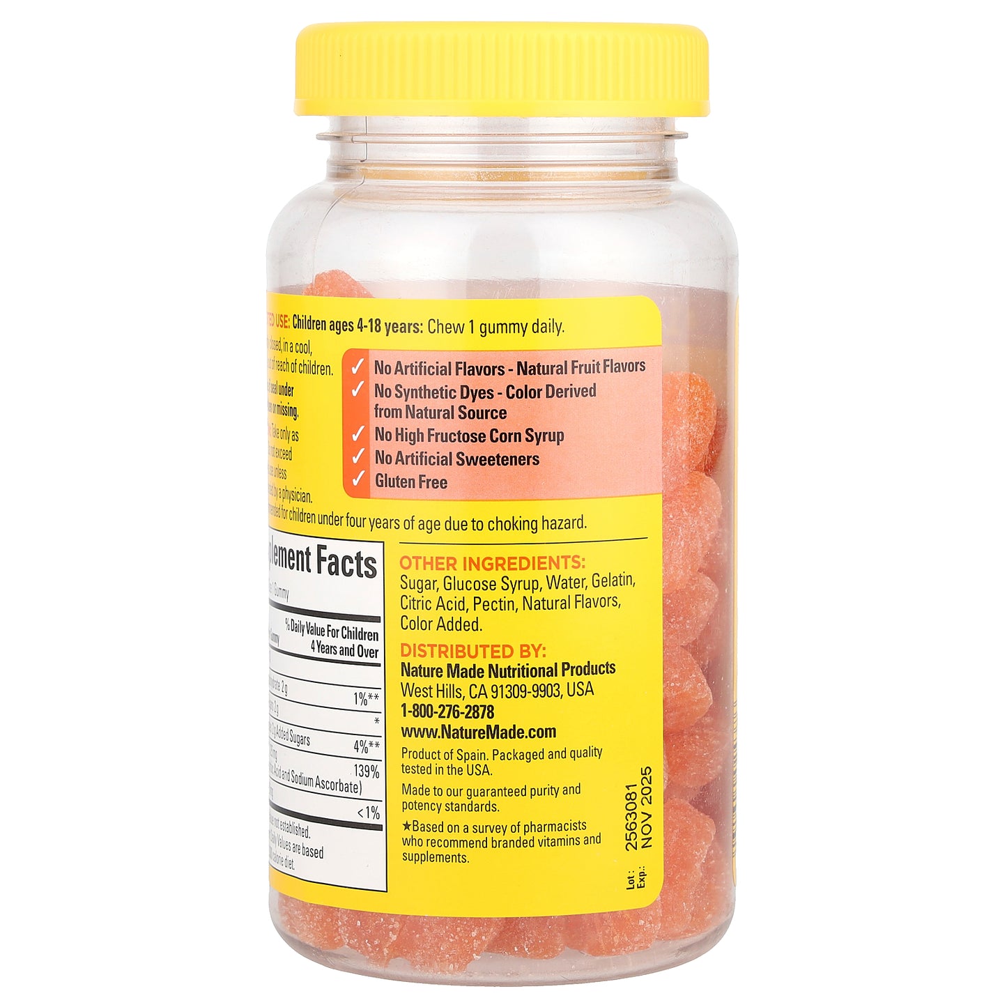 Nature Made, Kids First®, Vitamin C Gummies, Tangerine, 125 mg, 110 Gummies