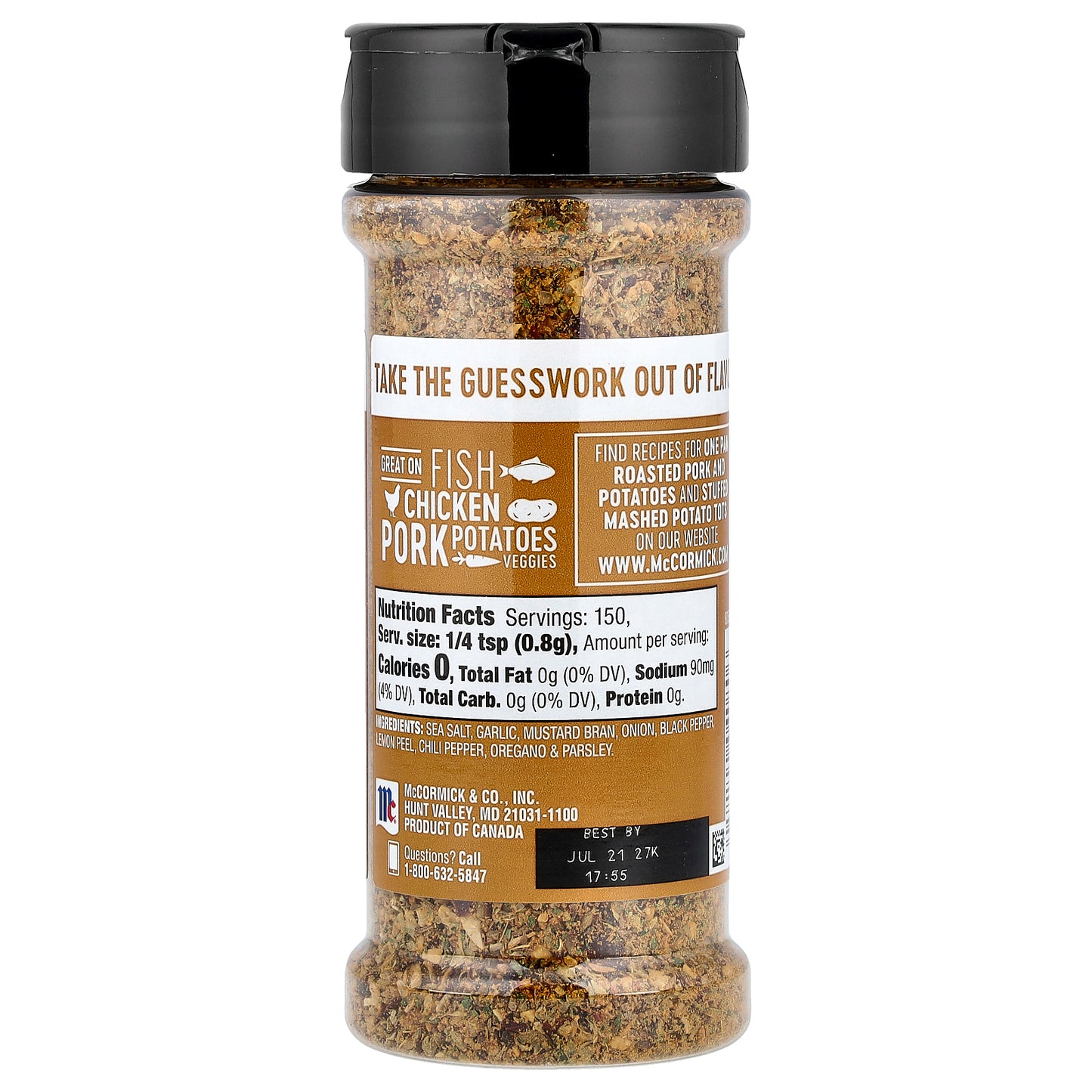 McCormick, All Purpose Seasoning, Garlic and Onion + Black Pepper and Sea Salt, 4.25 oz (120 g)