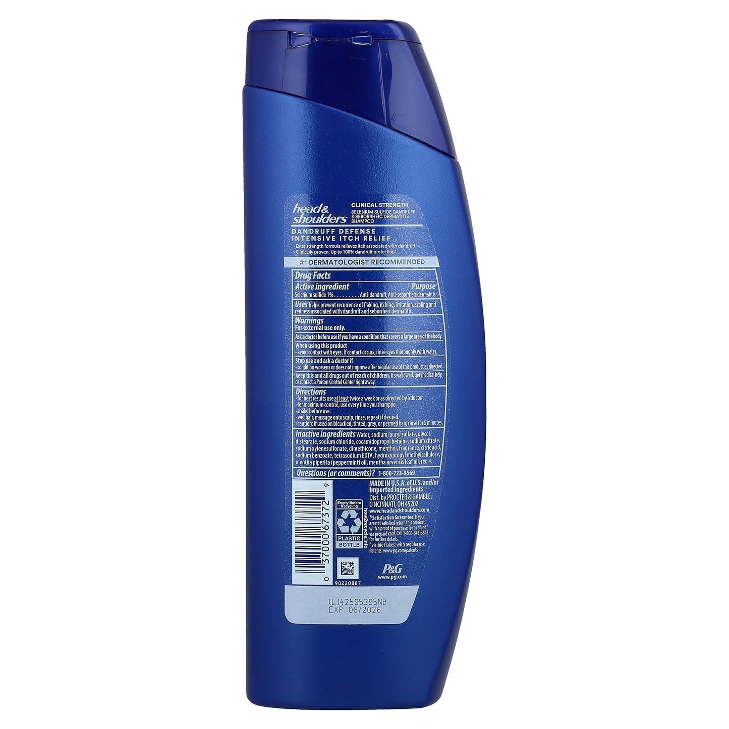 Head & Shoulders, Clinical Strength, Dandruff Defense Shampoo, Intensive Itch Relief, 13.5 fl oz (400 ml)