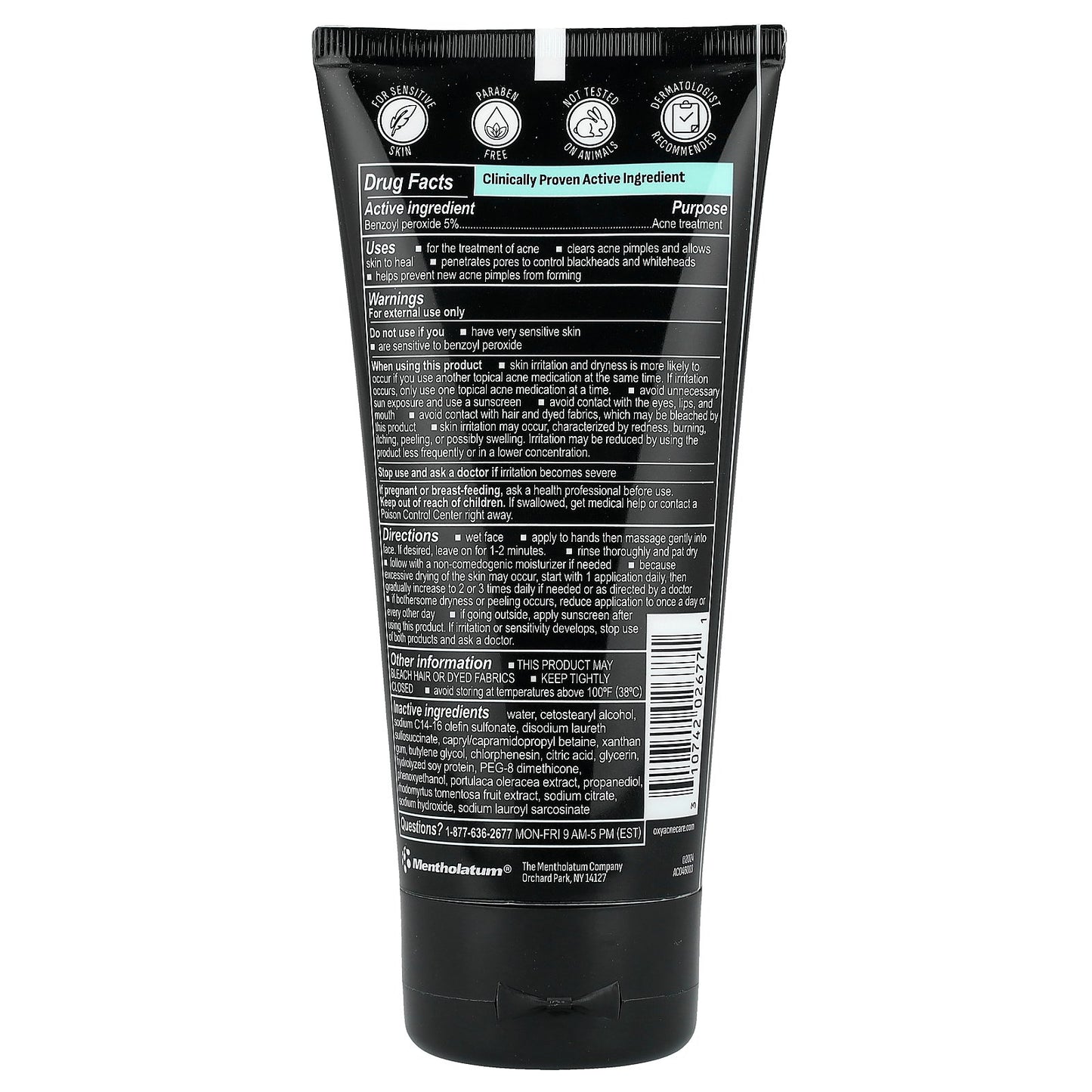 Oxy Skin Care, Sensitive Skin Acne Cream Cleanser, 5 fl oz (148 ml)