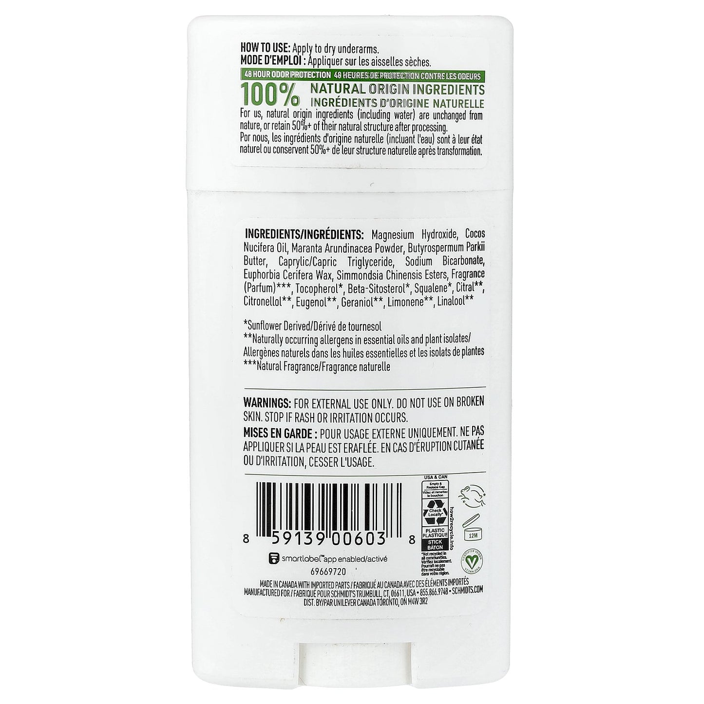 Schmidt's, Deodorant, Bergamot & Lime, 2.65 oz (75 g)