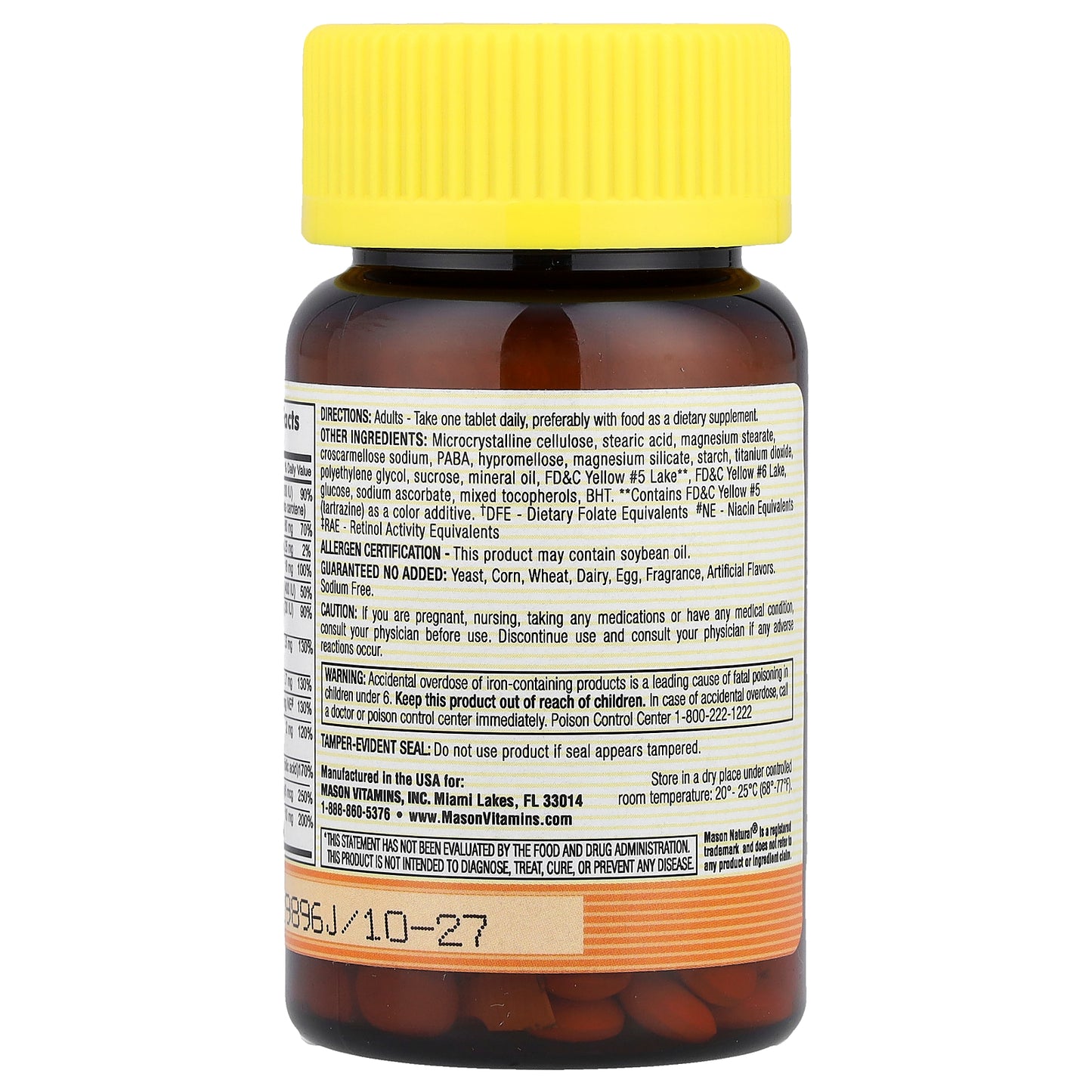 Mason Natural, Daily Multiple Vitamins with Iron, 100 Tablets