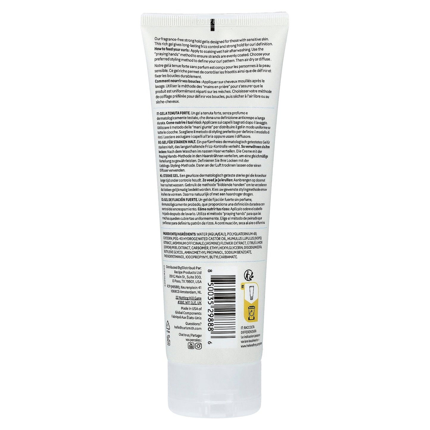 Curlsmith, Strong Hold Gel, All Curl Types, Fragrance Free, 8 fl oz (237 ml)