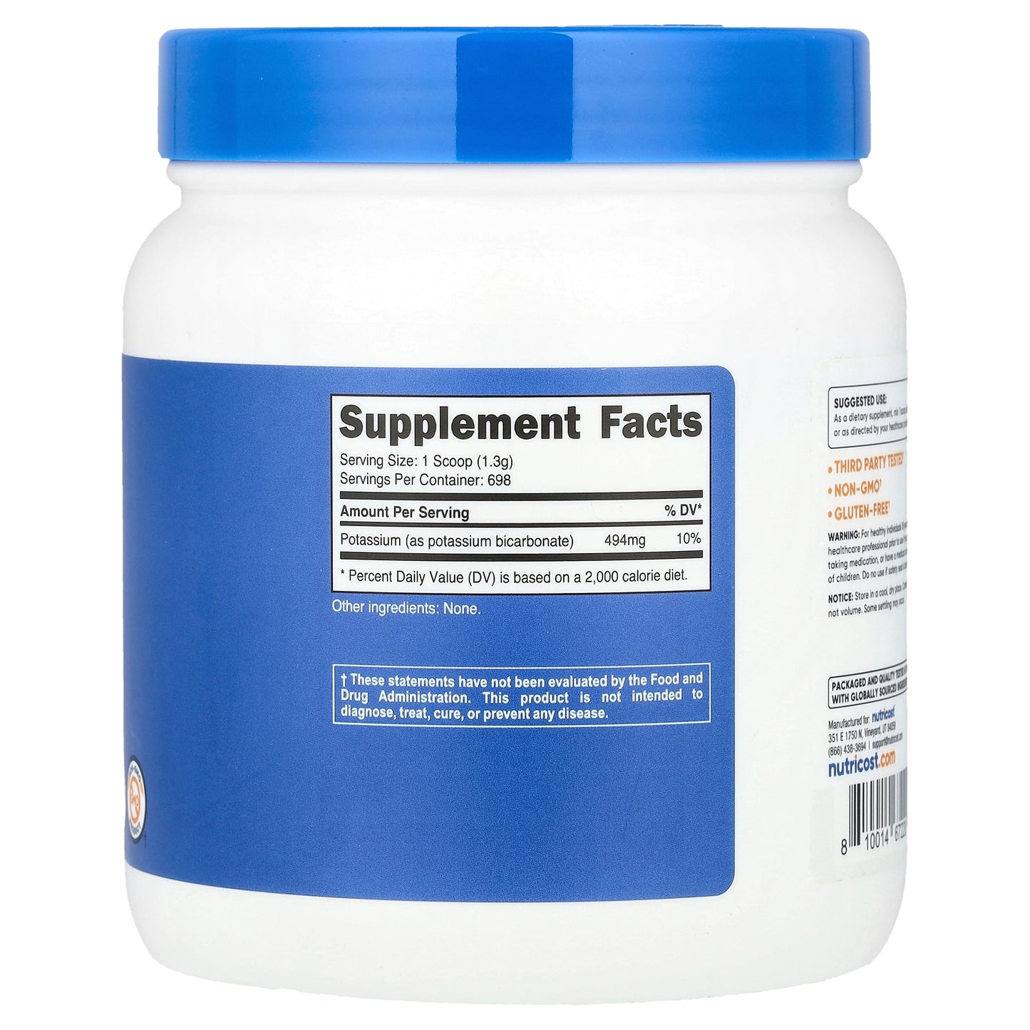 Nutricost, Potassium Bicarbonate, Unflavored, 32.4 oz (907 g)