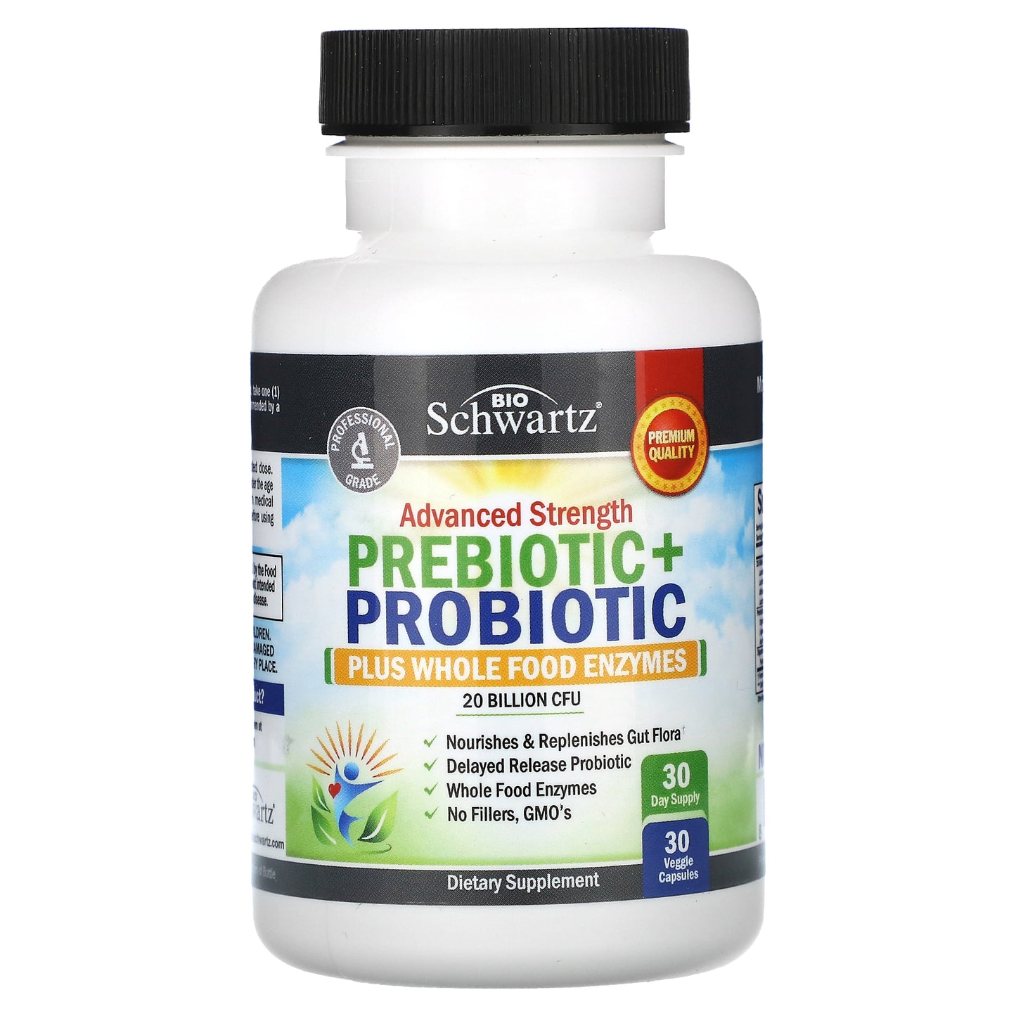 BioSchwartz, Advanced Strength, Prebiotic+Probiotic, 20 Billion CFU, 30 Veggie Capsules