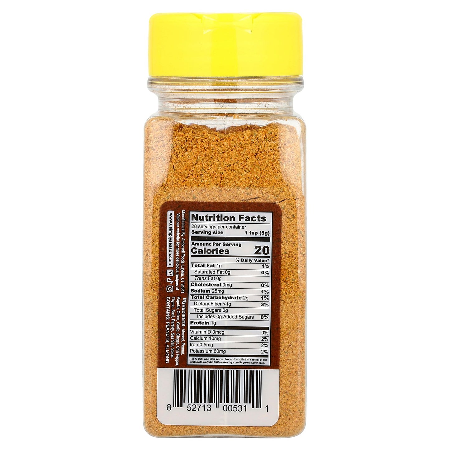 USimplySeason, Artisan Spice Blend, Suya Spice Seasoning, 4.8 oz (136 g)