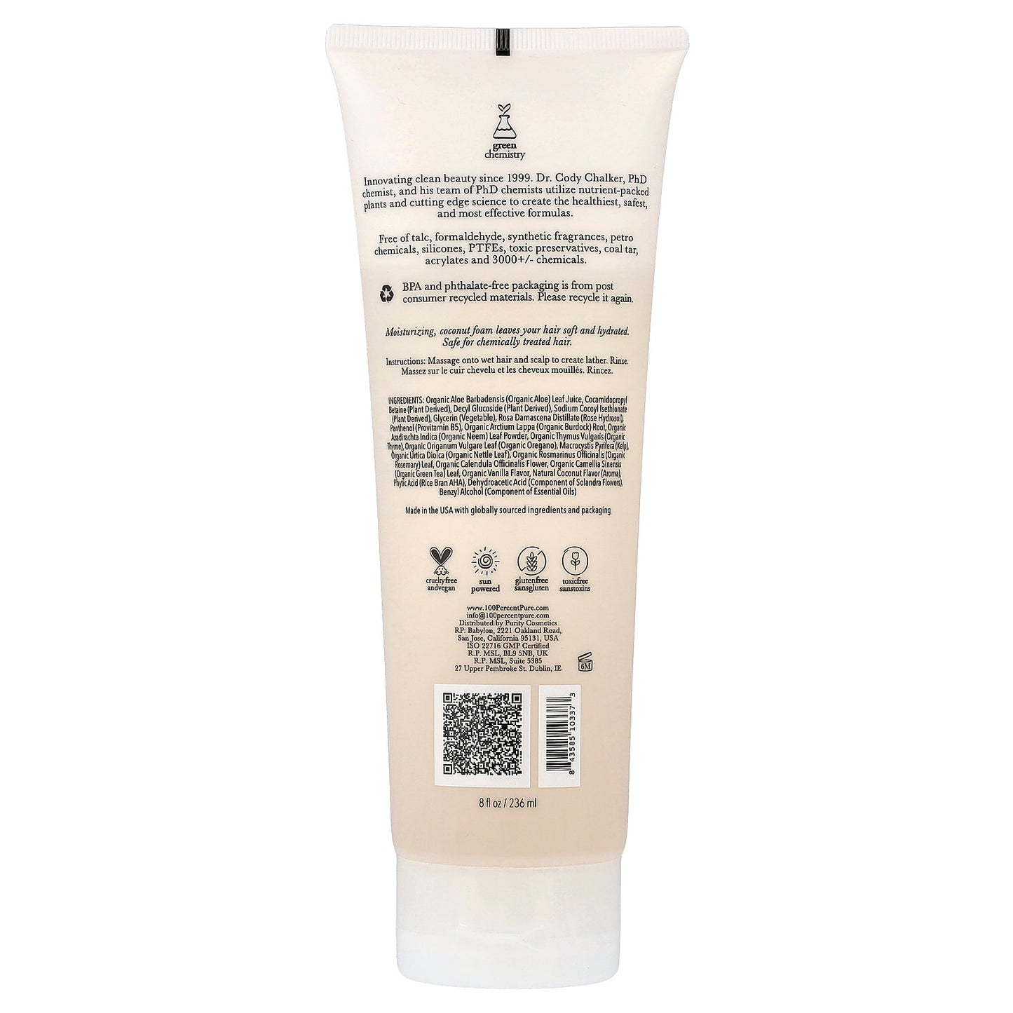 100% PURE, Restorative Shampoo, Coconut Milk, 8 fl oz (236 ml)