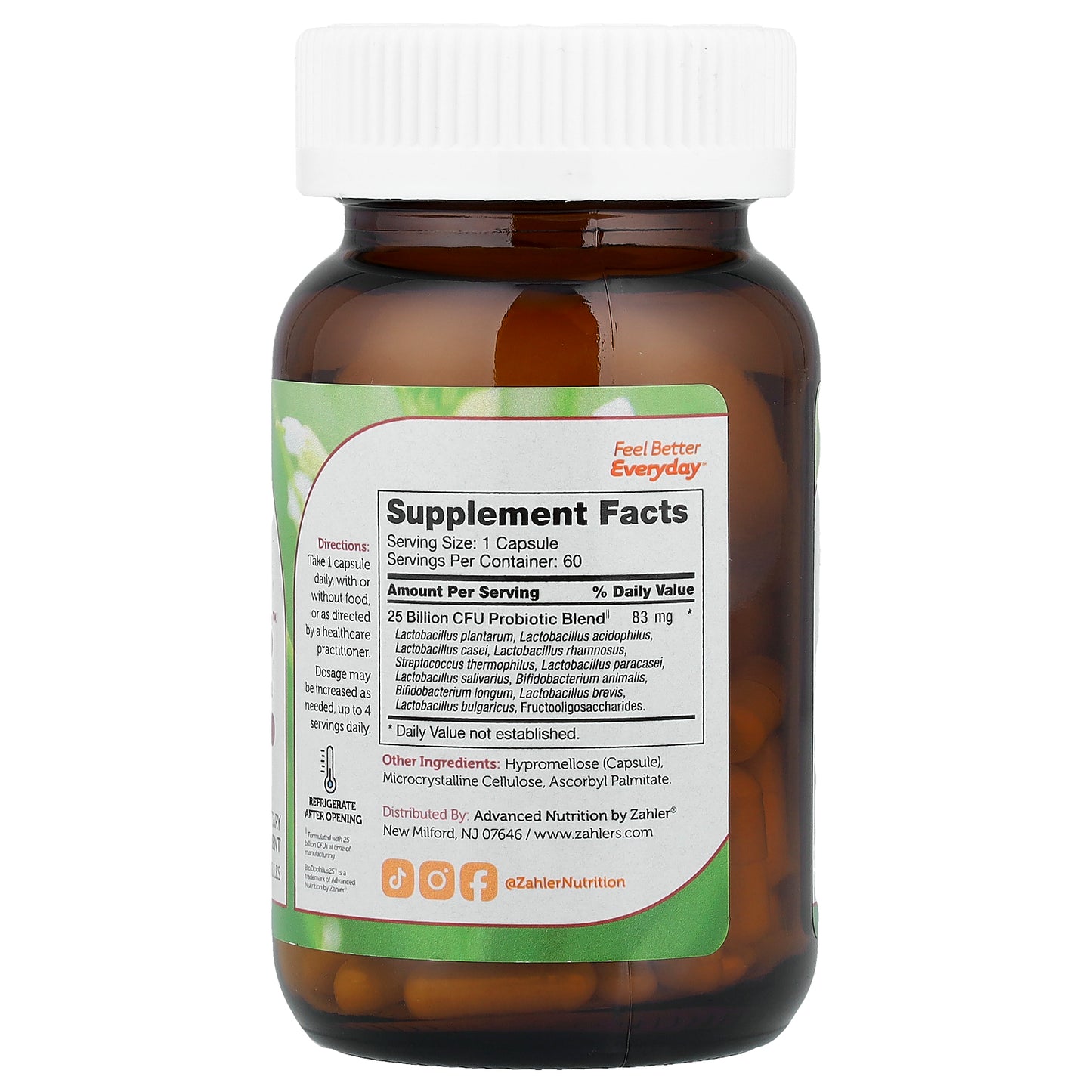 Zahler, BioDophilus25™, Advanced Probiotic Formula, 60 Capsules