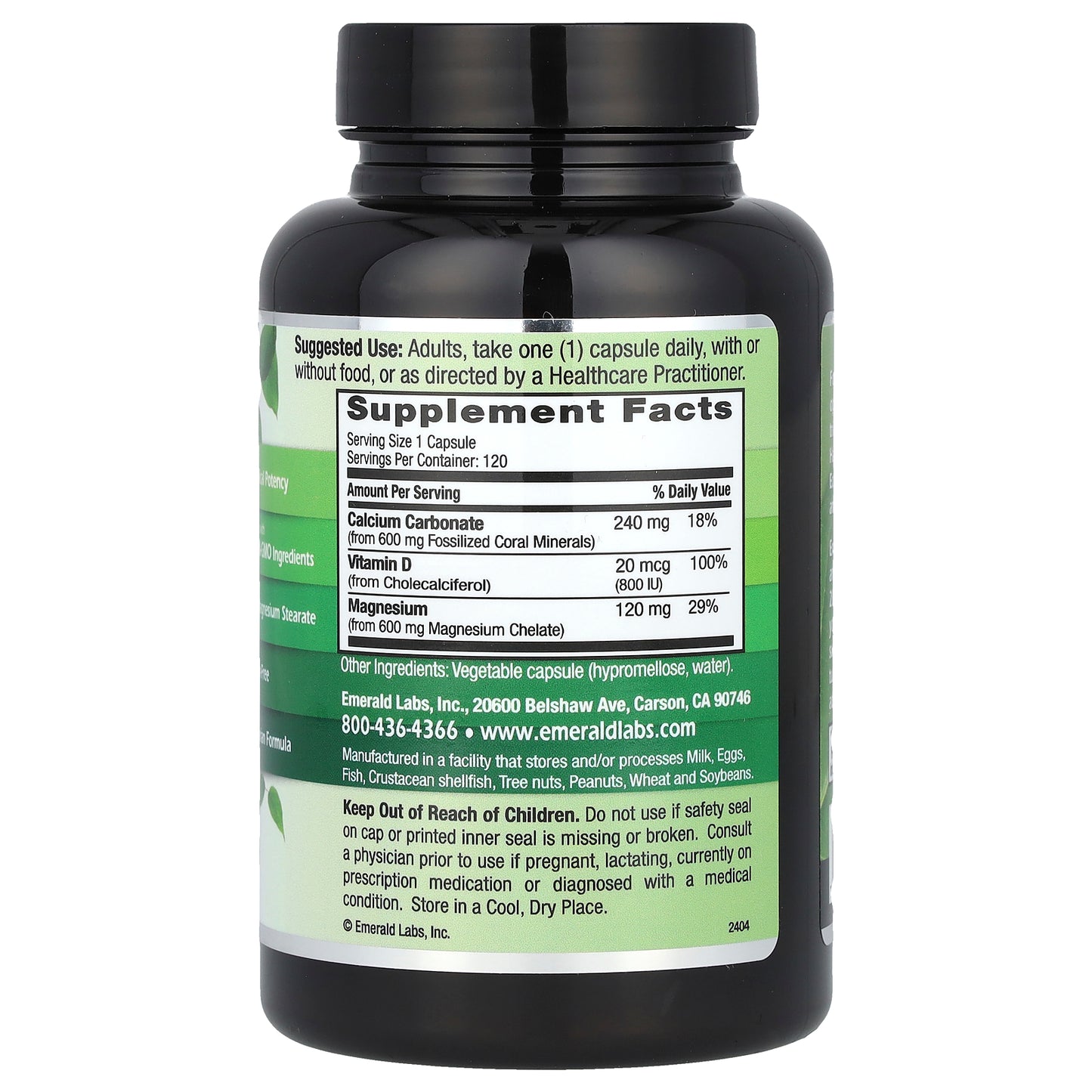 Emerald Laboratories, Coral Calcium+, 120 Vegetable Capsules