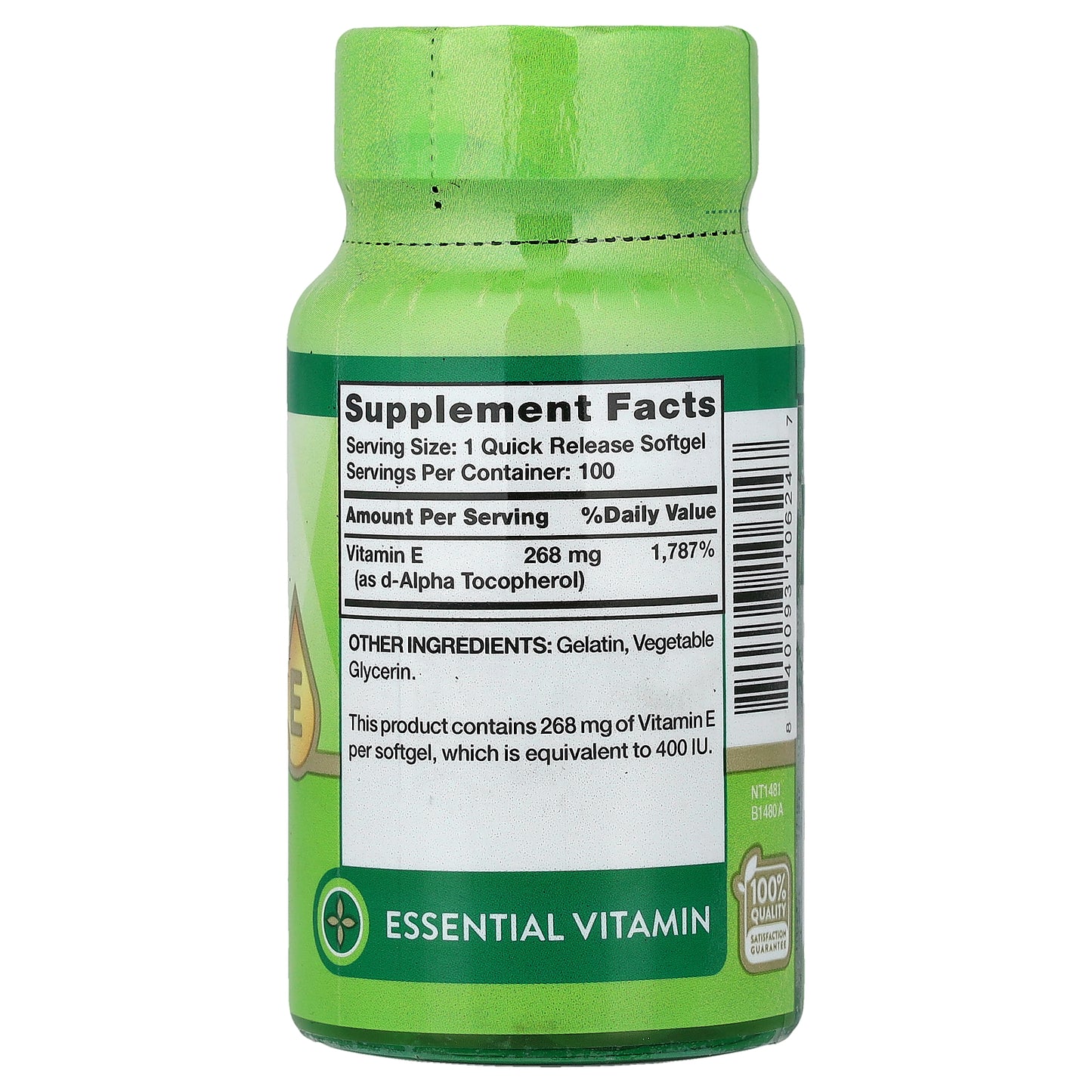 Nature's Truth, Vitamin E, 268 mg (400 IU), 100 Quick Release Softgels