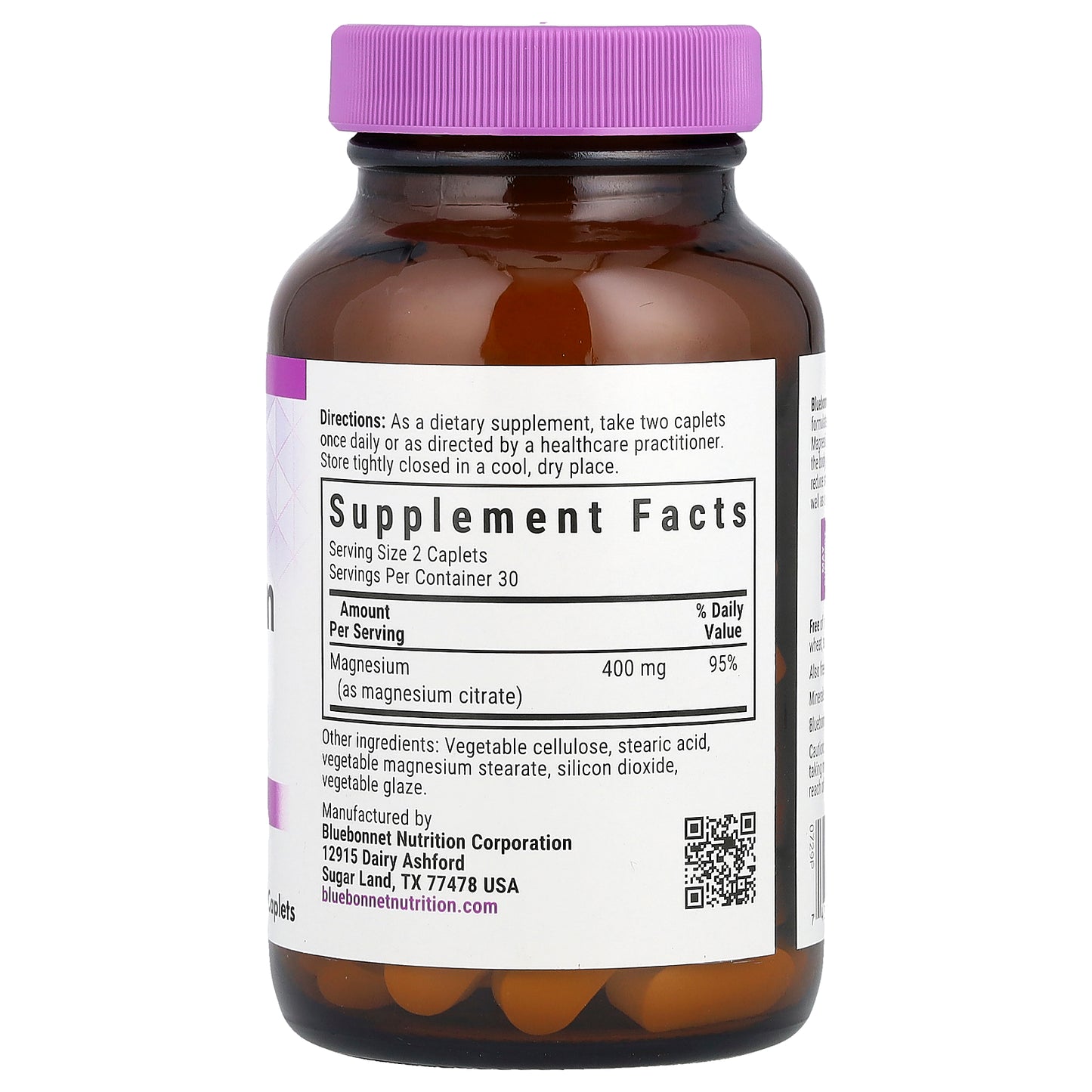 Bluebonnet Nutrition, Magnesium Citrate, 60 Caplets (200 mg per Caplet)