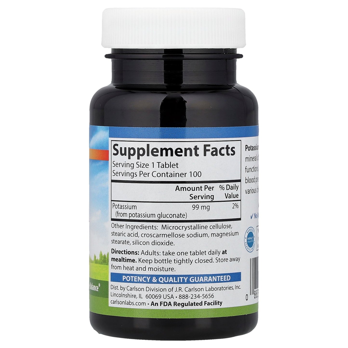 Carlson, Potassium, 99 mg, 100 Tablets