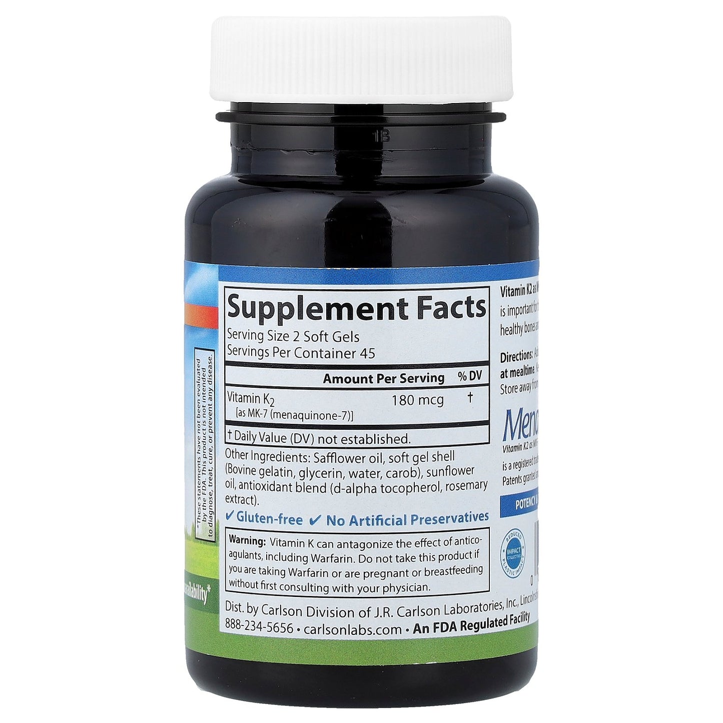 Carlson, Vitamin K2, 90 Soft Gels (90 mcg per Soft Gel)