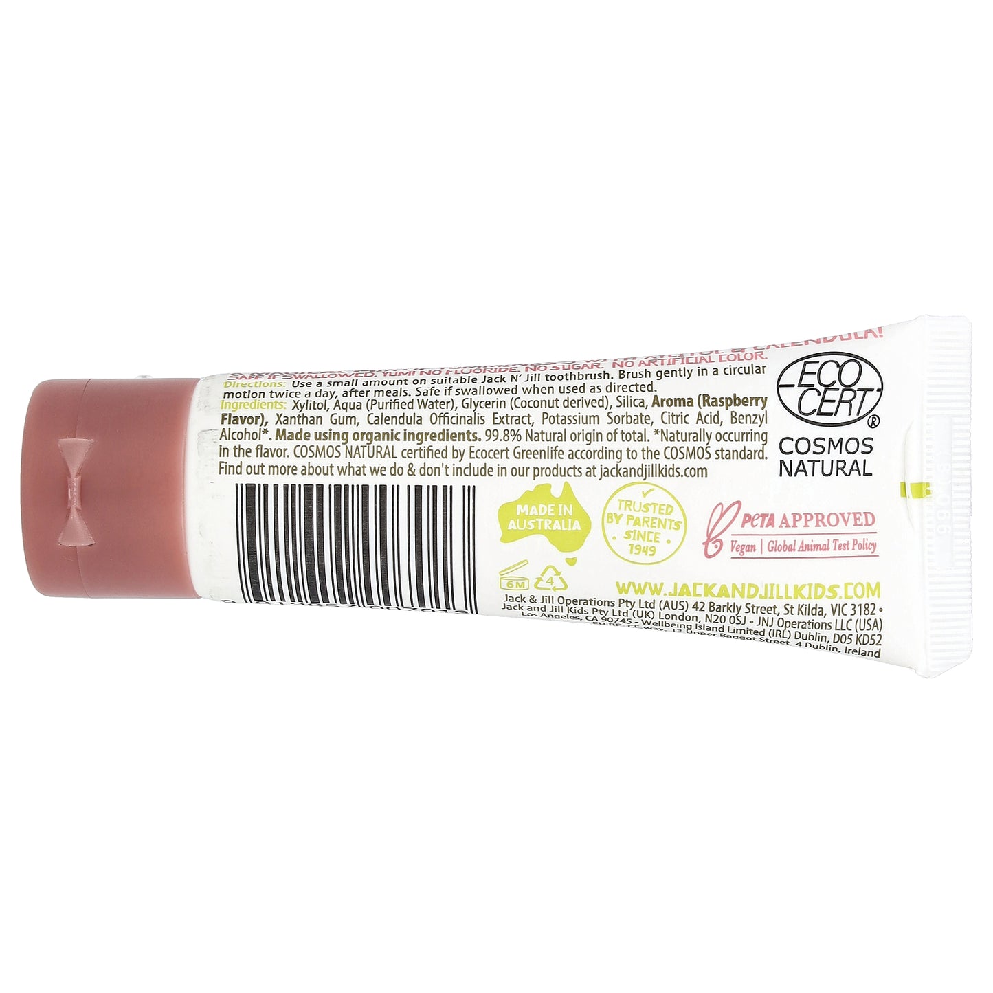 Jack n' Jill, Natural Certified Toothpaste, 6 Months+, Raspberry, 1.76 oz (50 g)