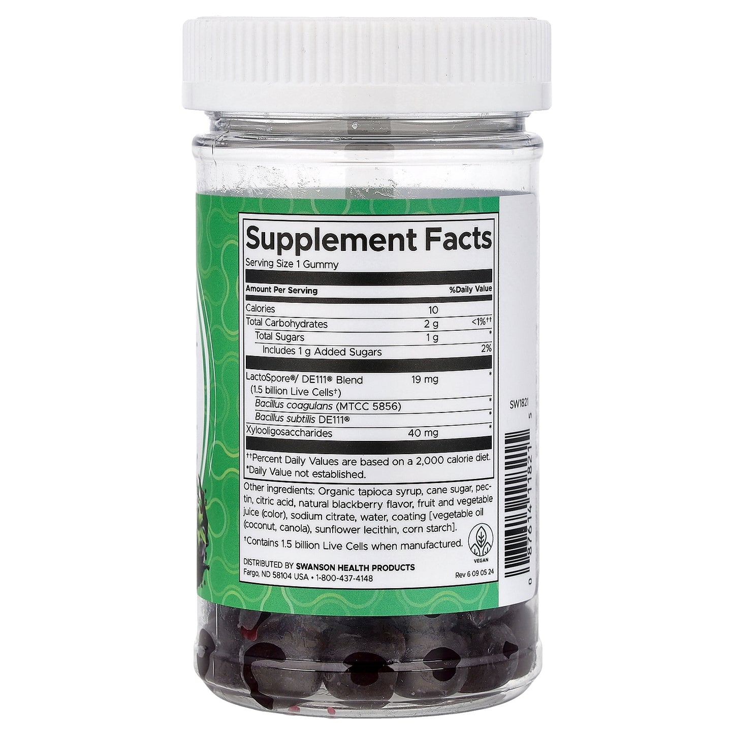 Swanson, Probiotic + Prebiotic Gummies, Blackberry, 60 Gummies