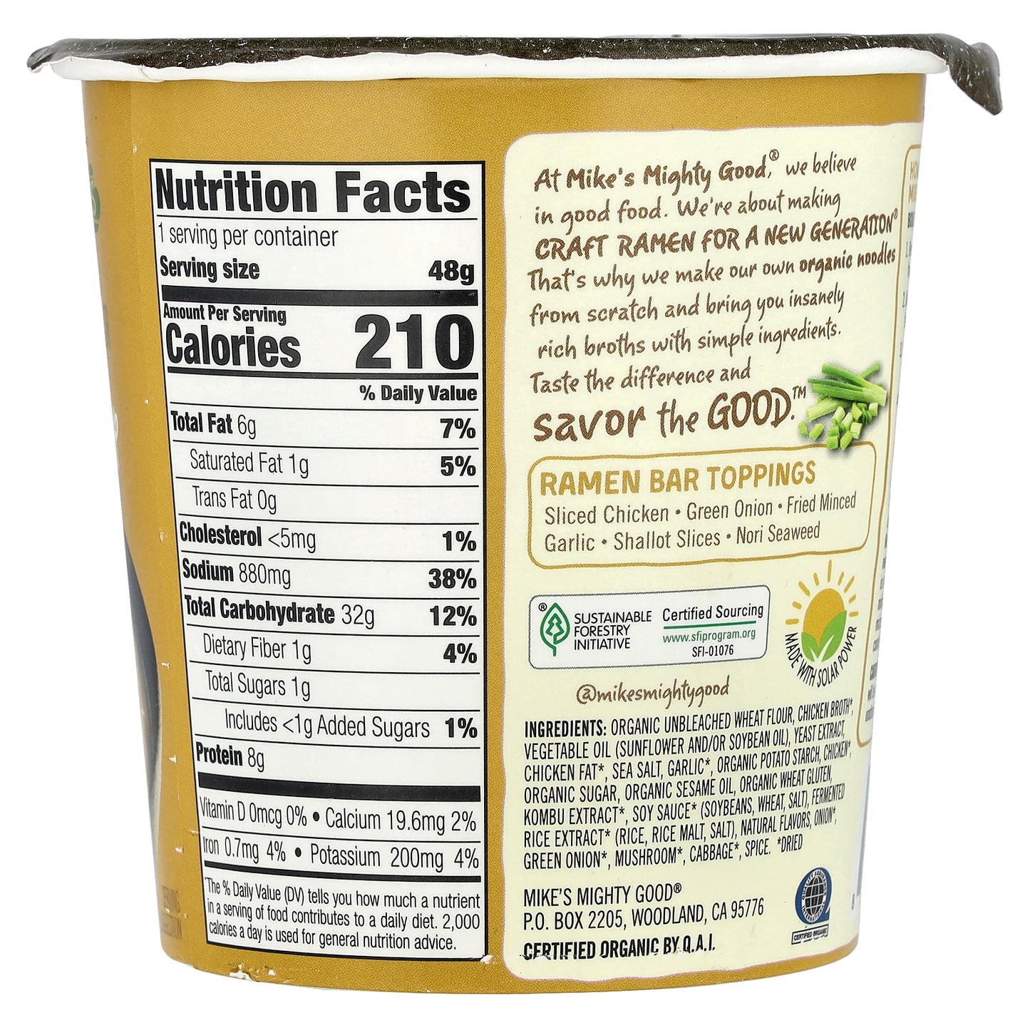 Mike's Mighty Good, Craft Ramen Cup, Chicken Ramen Soup, 1.6 oz (48 g)