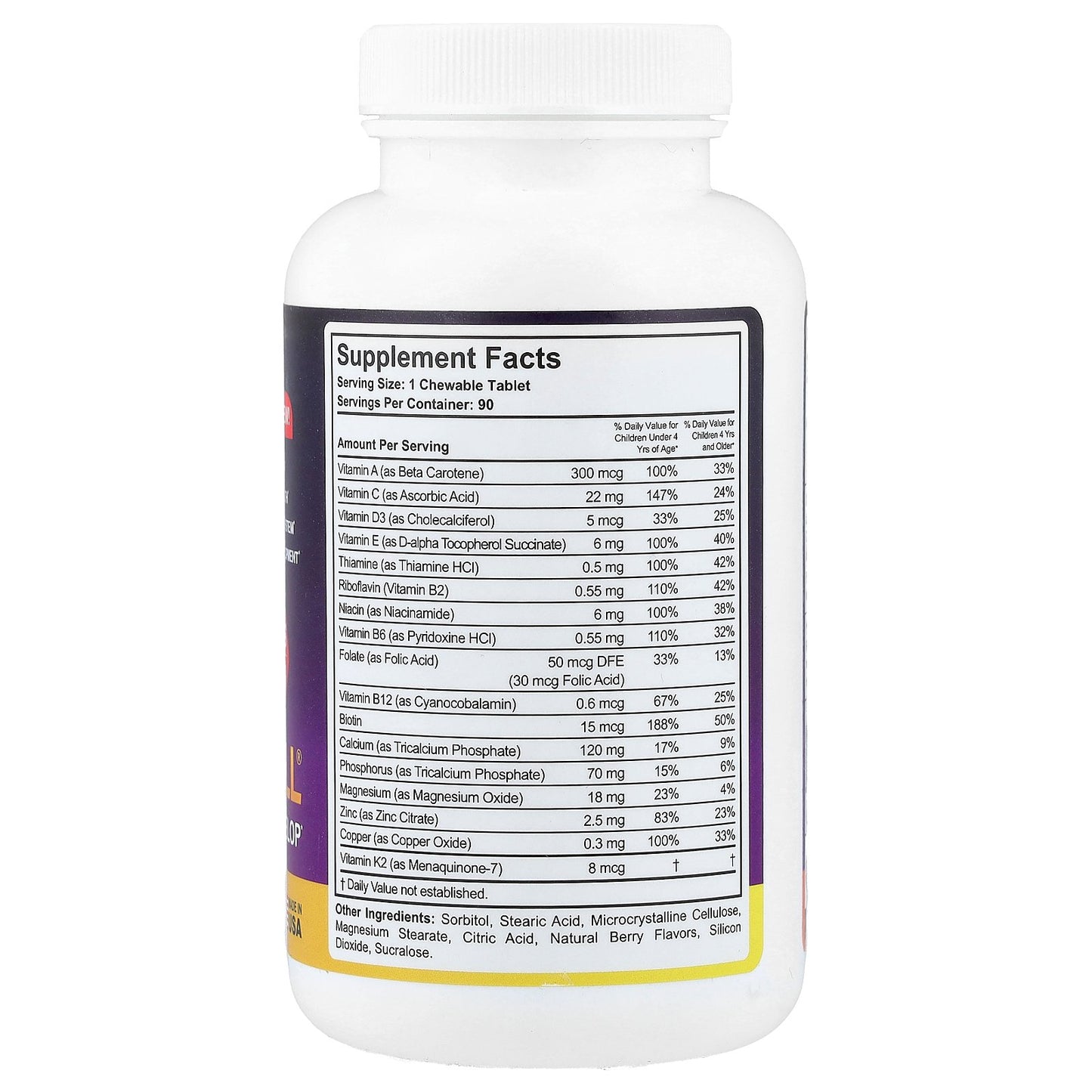 NuBest, Tall®, Kids 2-9, Berry, 90 Chewable Tablets