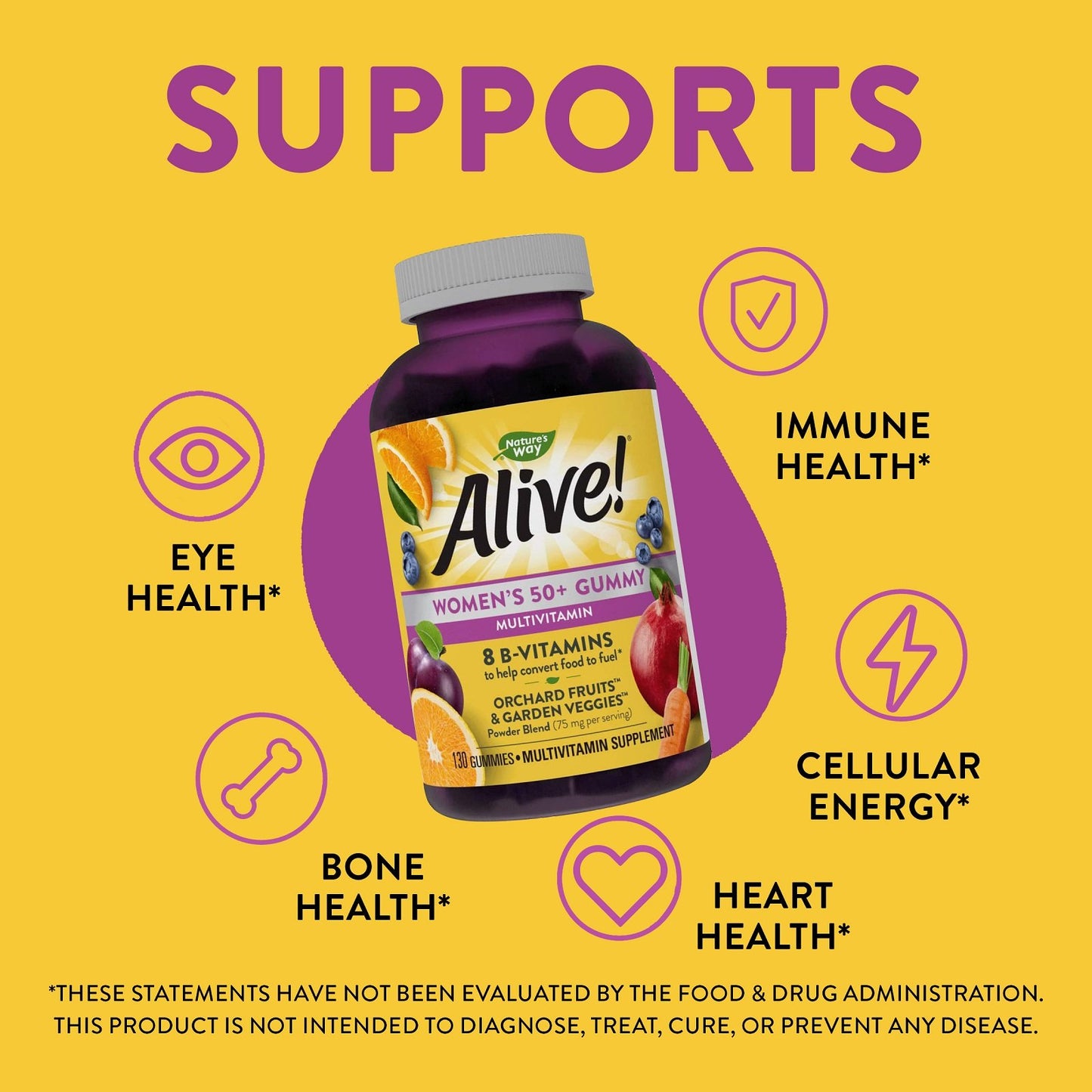 Nature's Way, Alive!® Women's 50+ Multivitamin Gummy, Mixed Berry, 130 Gummies