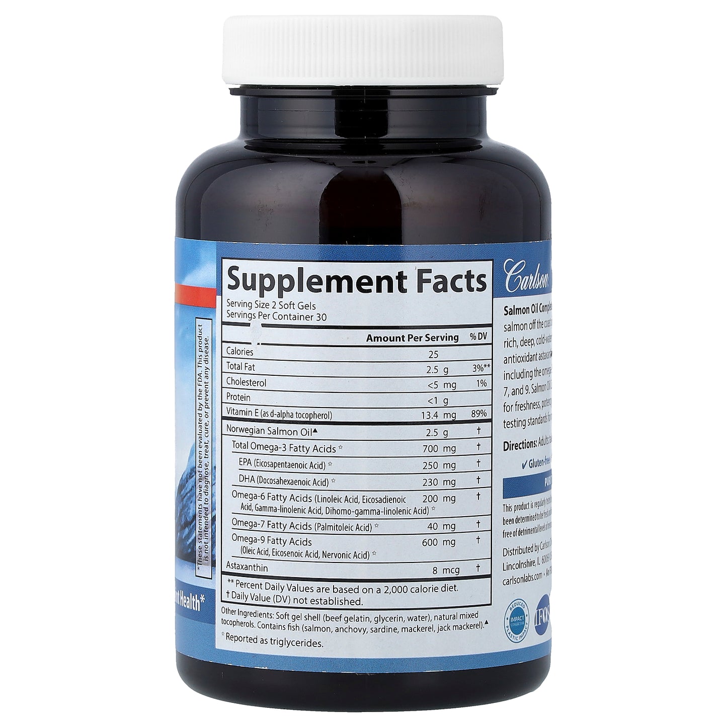 Carlson, Omega-3 Enriched Salmon Oil Complete, 60 Soft Gels