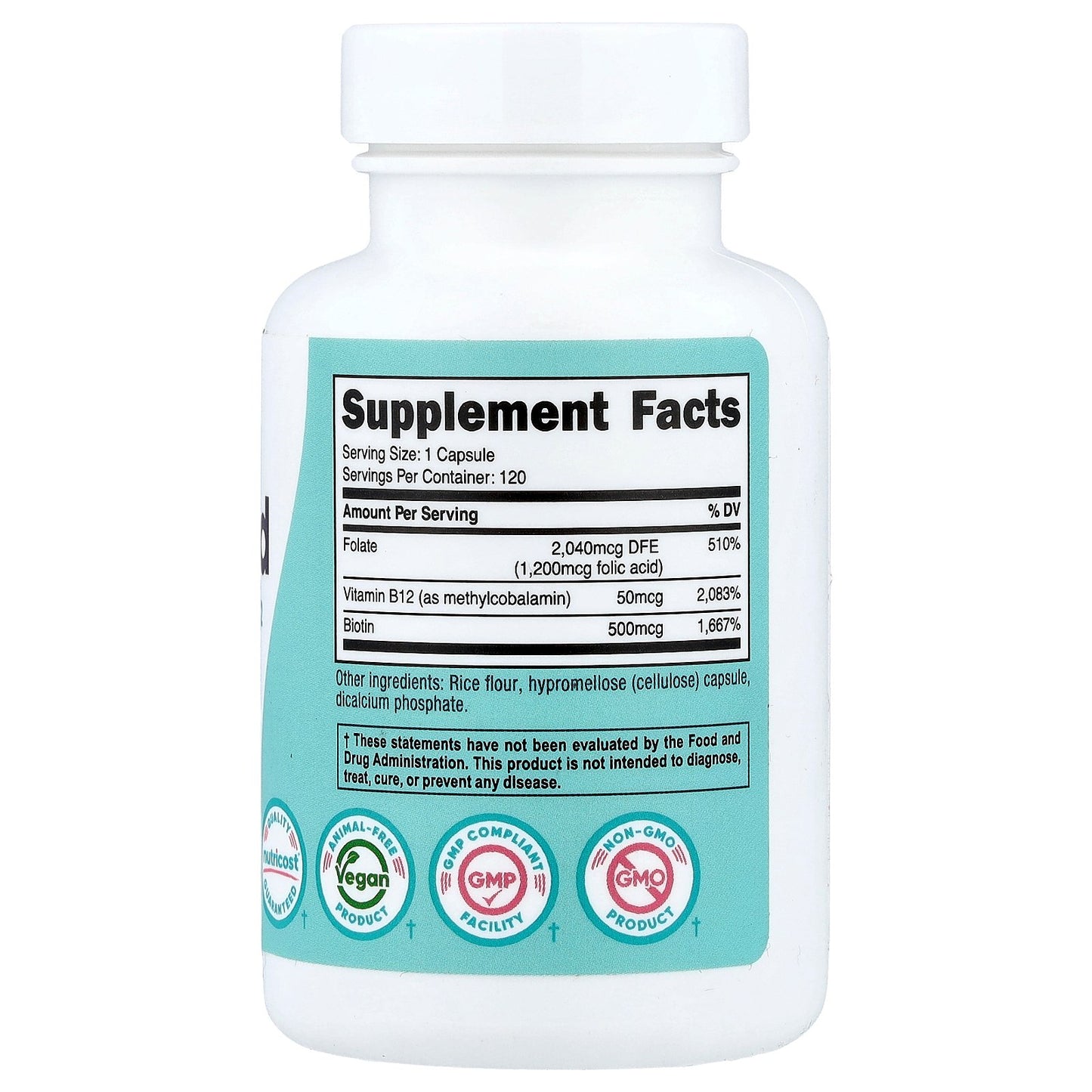 Nutricost, Women, Folic Acid with Biotin & Vitamin B12, 120 Capsules