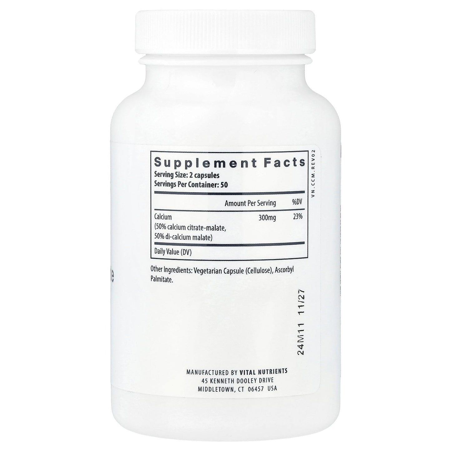 Vital Nutrients, Calcium, Citrate + Malate, 100 Vegan Capsules (150 mg per Capsule)