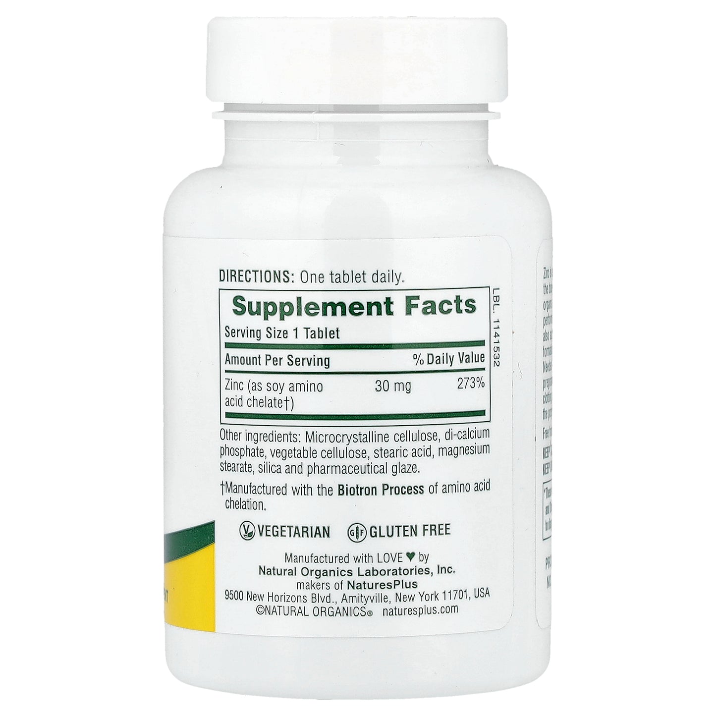 NaturesPlus, Zinc, 30 mg, 90 Tablets