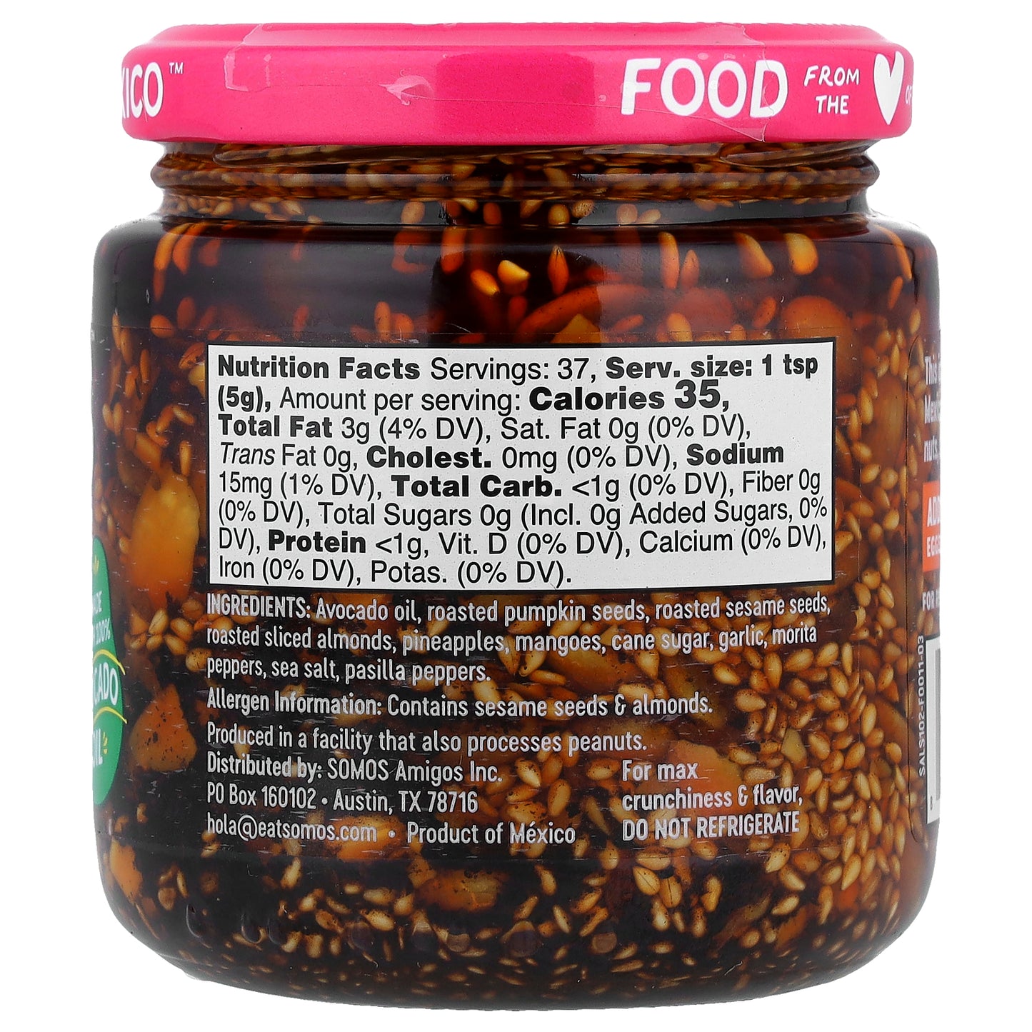 Somos, Salsa Macha, Mexican Chili Crisp, Sweet & Mild, 6.5 oz (185 g)