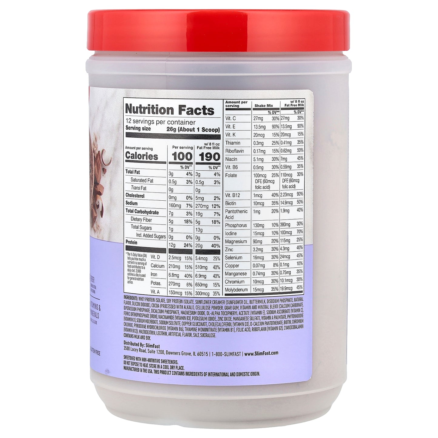 SlimFast, High Protein, Meal Replacement Smoothie Mix, Creamy Chocolate, 11 oz (312 g)