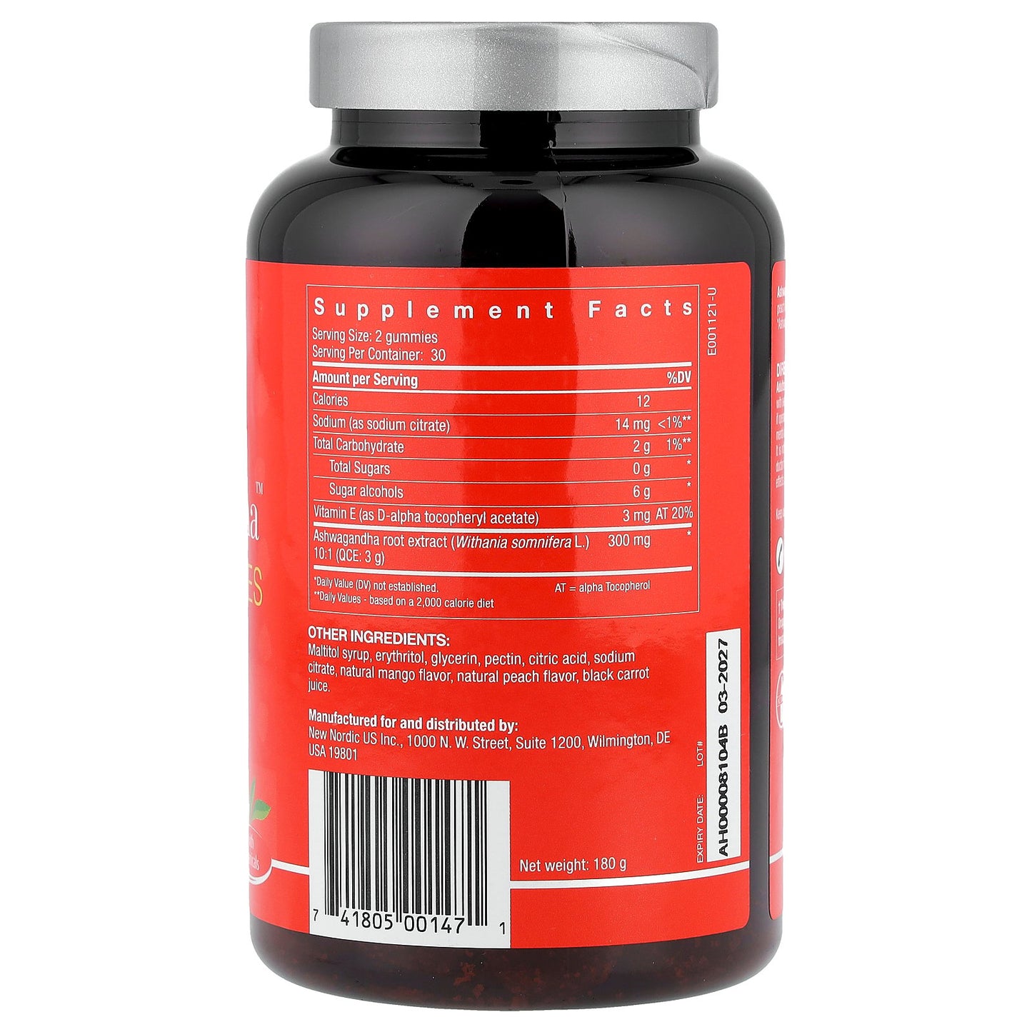 New Nordic, Ashwagandha™ Vegan Gummies, Mango/Peach, 60 Gummies