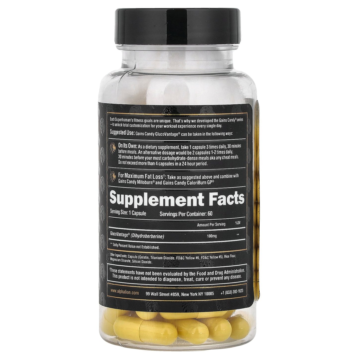 ALPHA LION, Gains Candy, Gluco Vantage®, 60 Capsules (100 mg per Capsule)