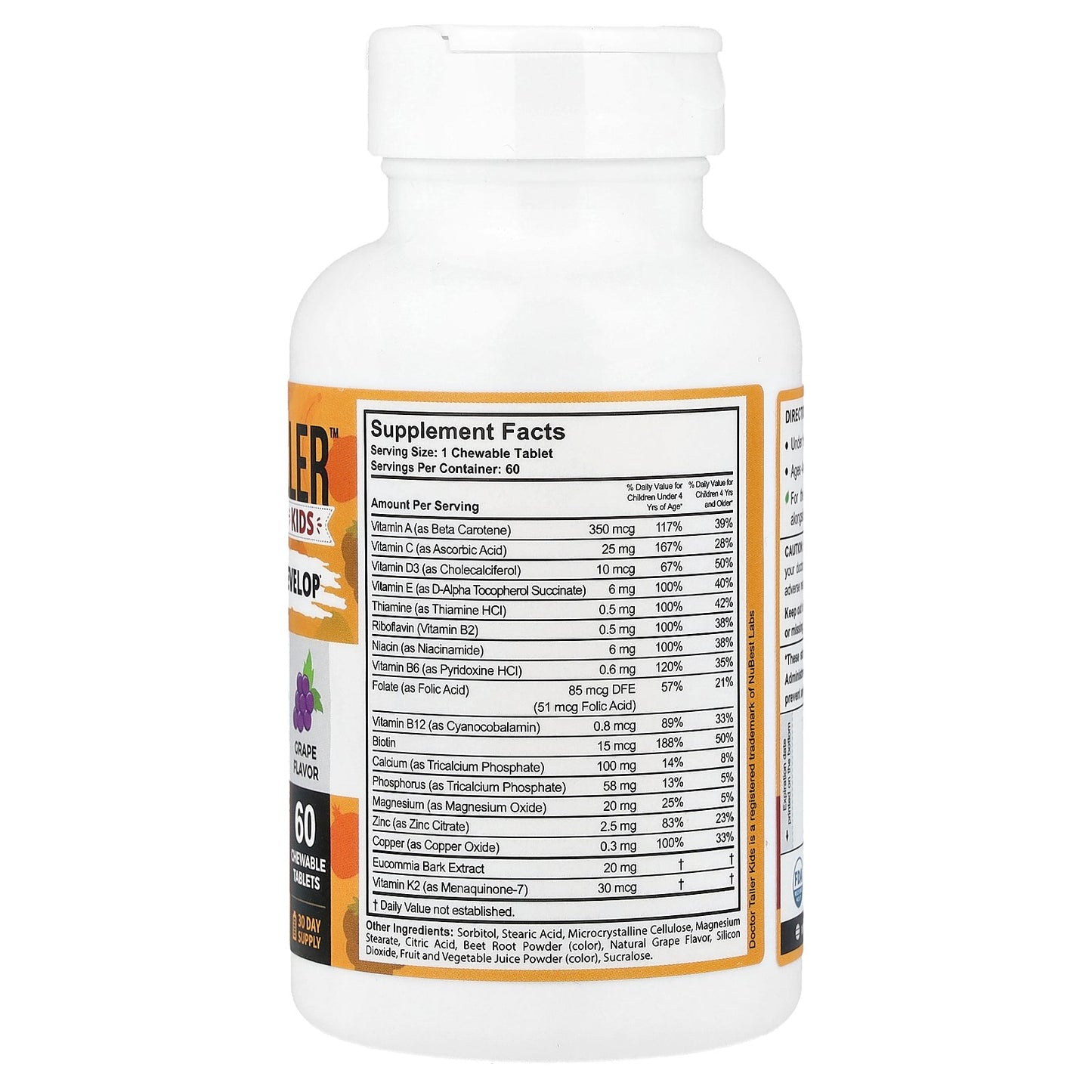 NuBest, Doctor Taller™, For Kids Ages 2-9 Years, Grape, 60 Chewable Tablets