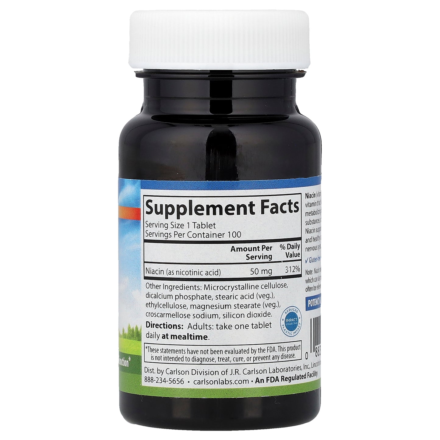 Carlson, Niacin, 50 mg , 100 Tablets