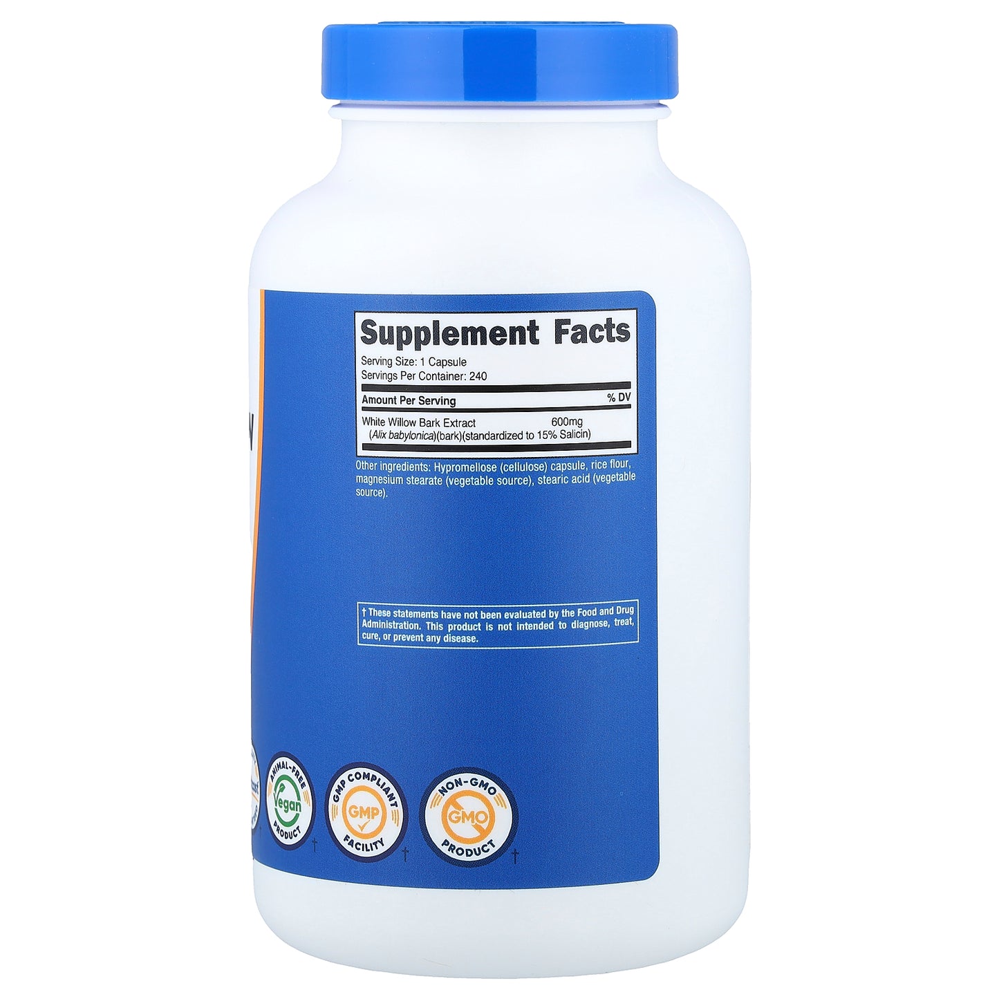 Nutricost, White Willow Bark, 600 mg, 240 Capsules