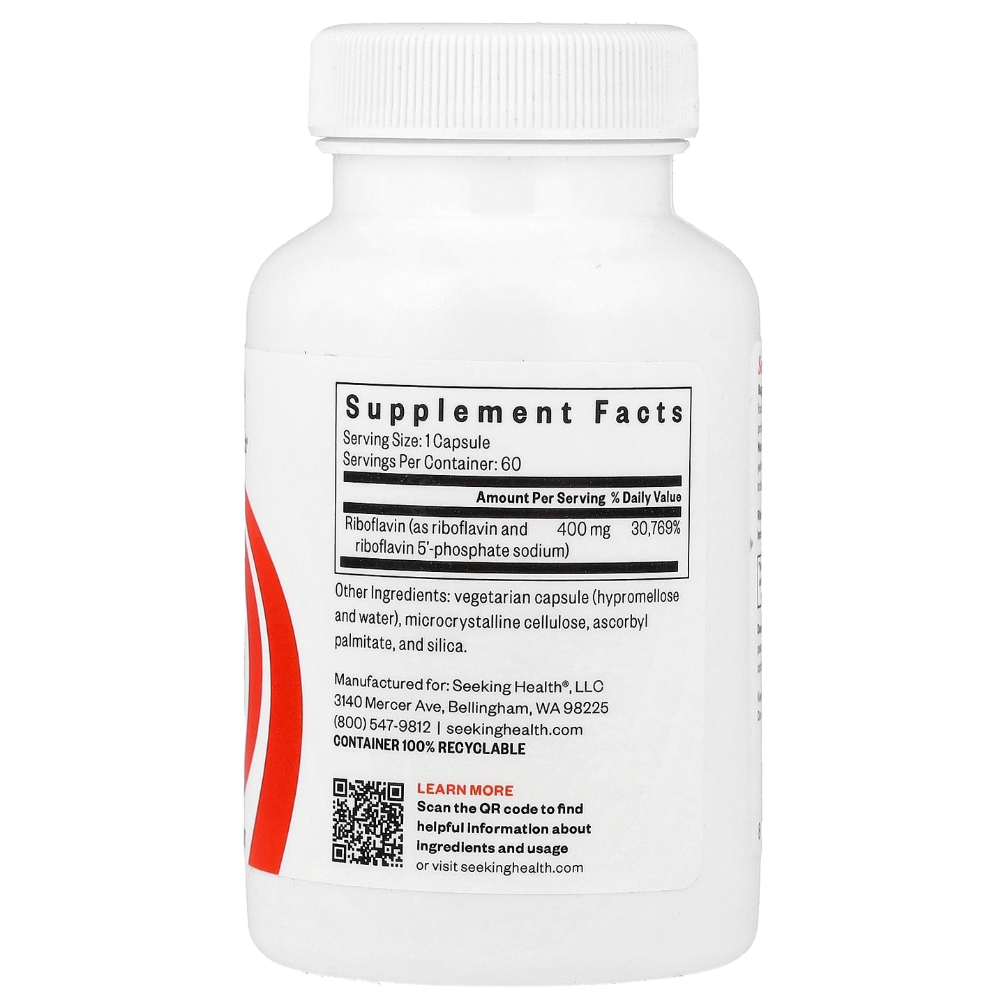 Seeking Health, Riboflavin, 400 mg, 60 Capsules