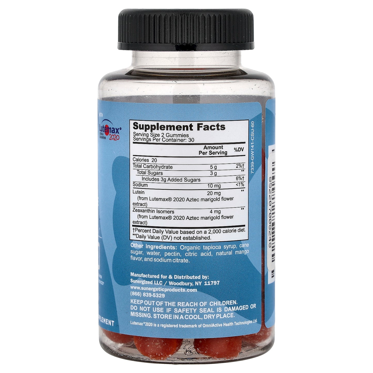 Sunergetic, Advanced Eye Gummies, Mango, 60 Gummies