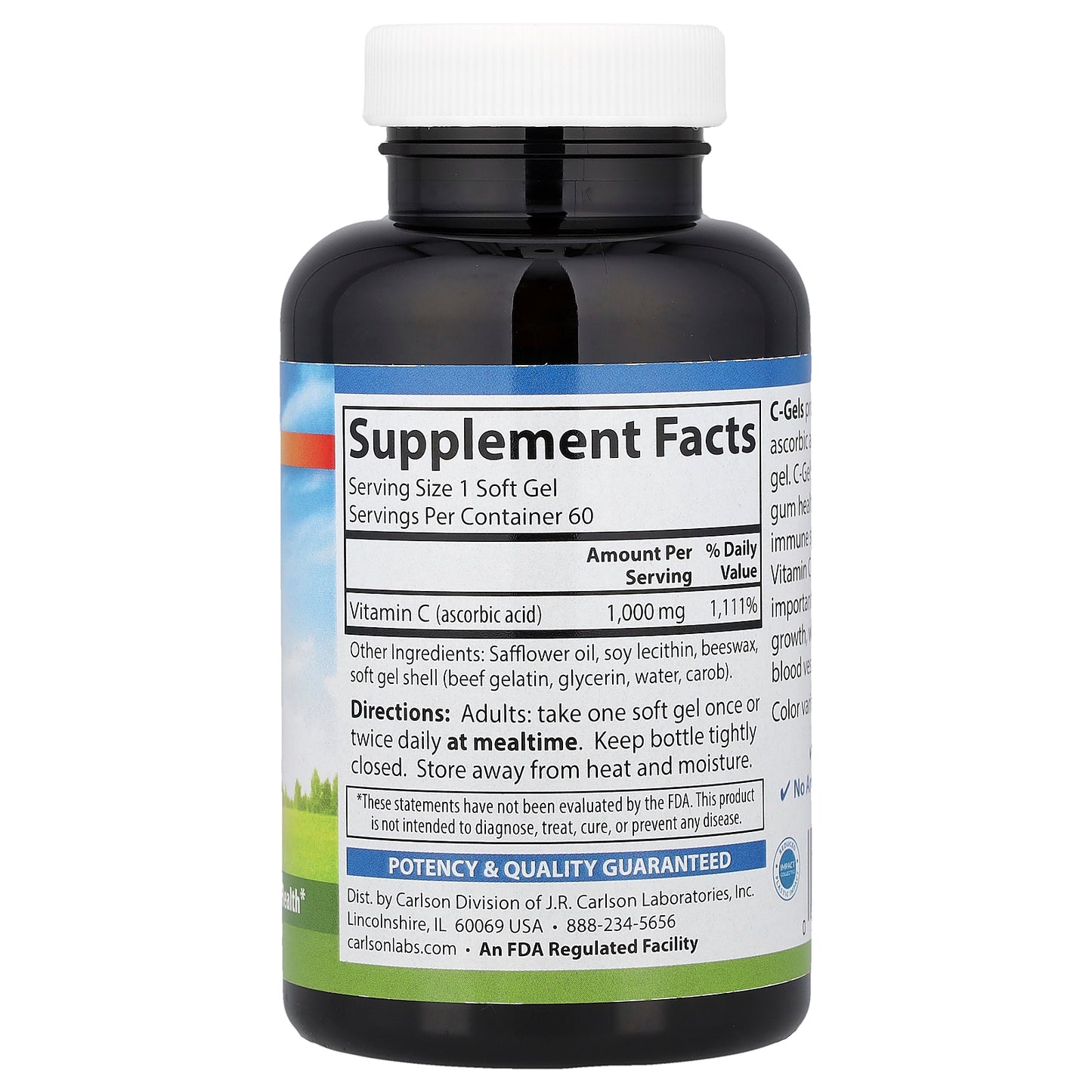 Carlson, C-Gels, Vitamin C, 1,000 mg, 60 Soft Gels