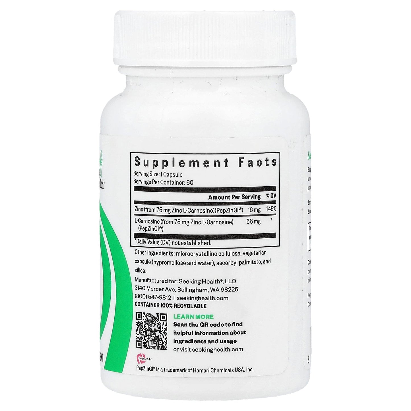 Seeking Health, Zinc Carnosine, 75 mg, 60 Capsules