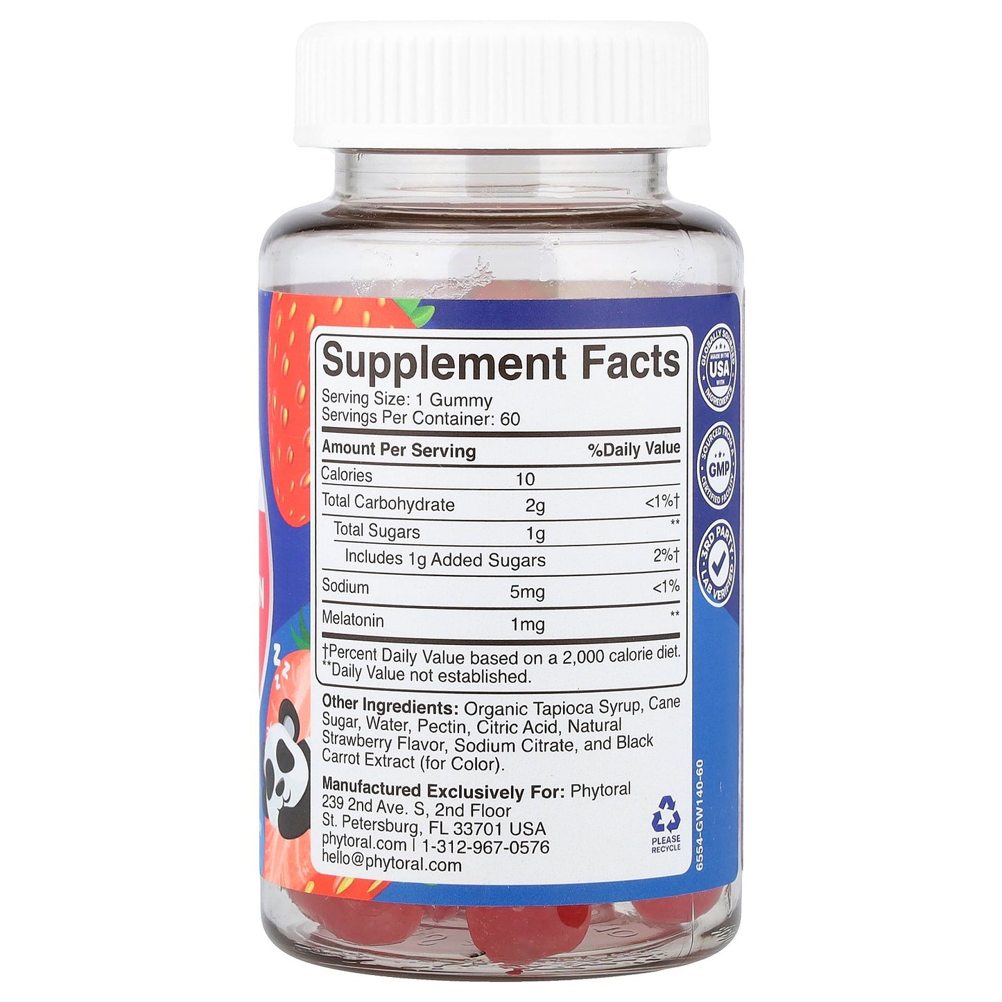 Phytoral, Kids, Melatonin Gummies, Strawberry, 60 Gummies