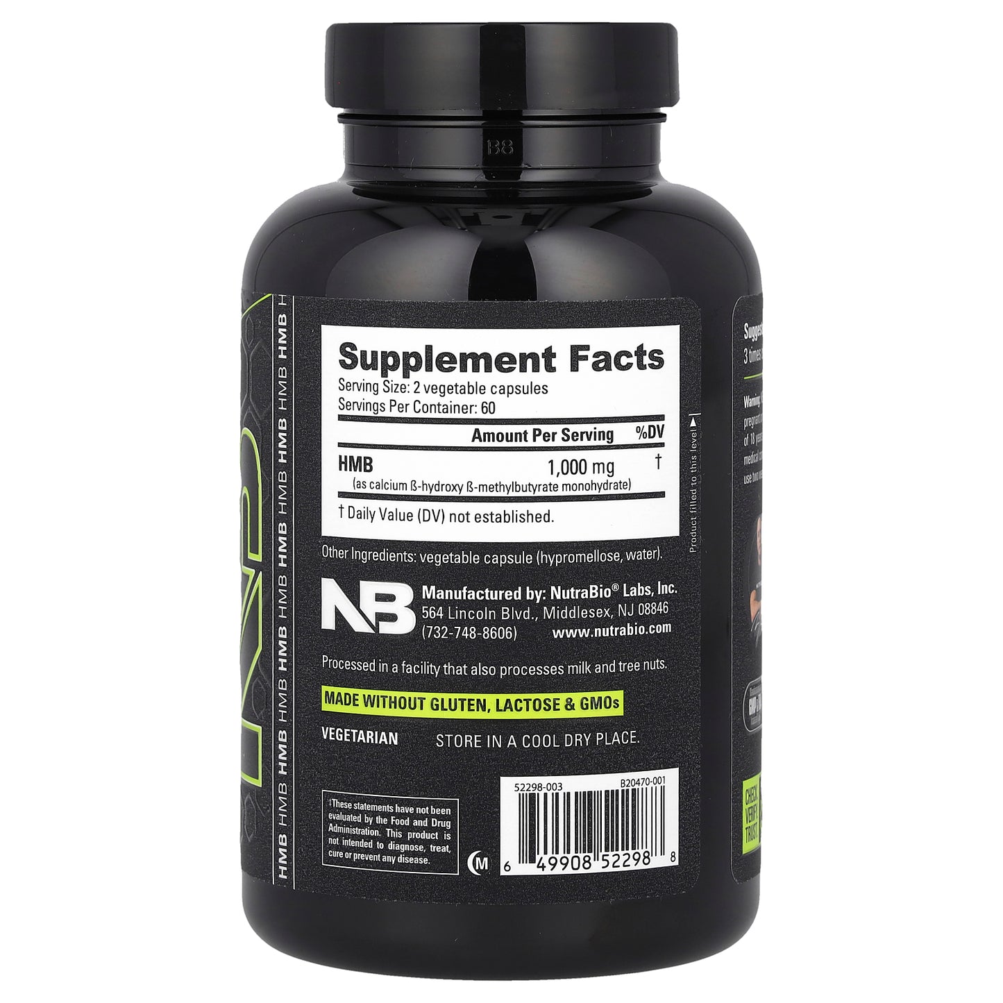 NutraBio, Performance, HMB, 120 Capsules (500 mg per Capsule)