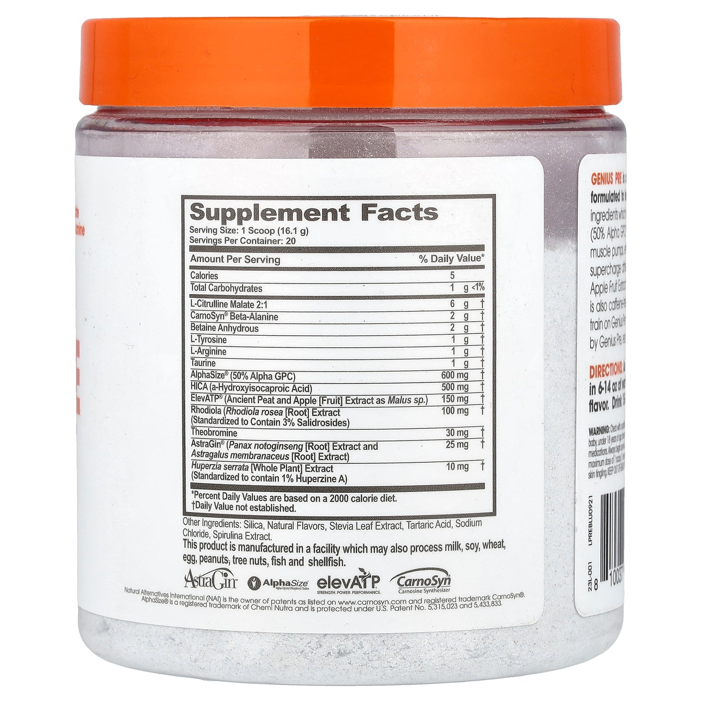 The Genius Brand, Genius Pre, Blue Raspberry, 11.35 oz (322 g)