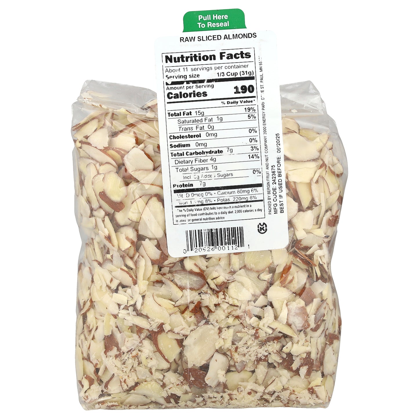 Bergin Fruit and Nut Company, Raw Sliced Almonds, 12 oz (340 g)