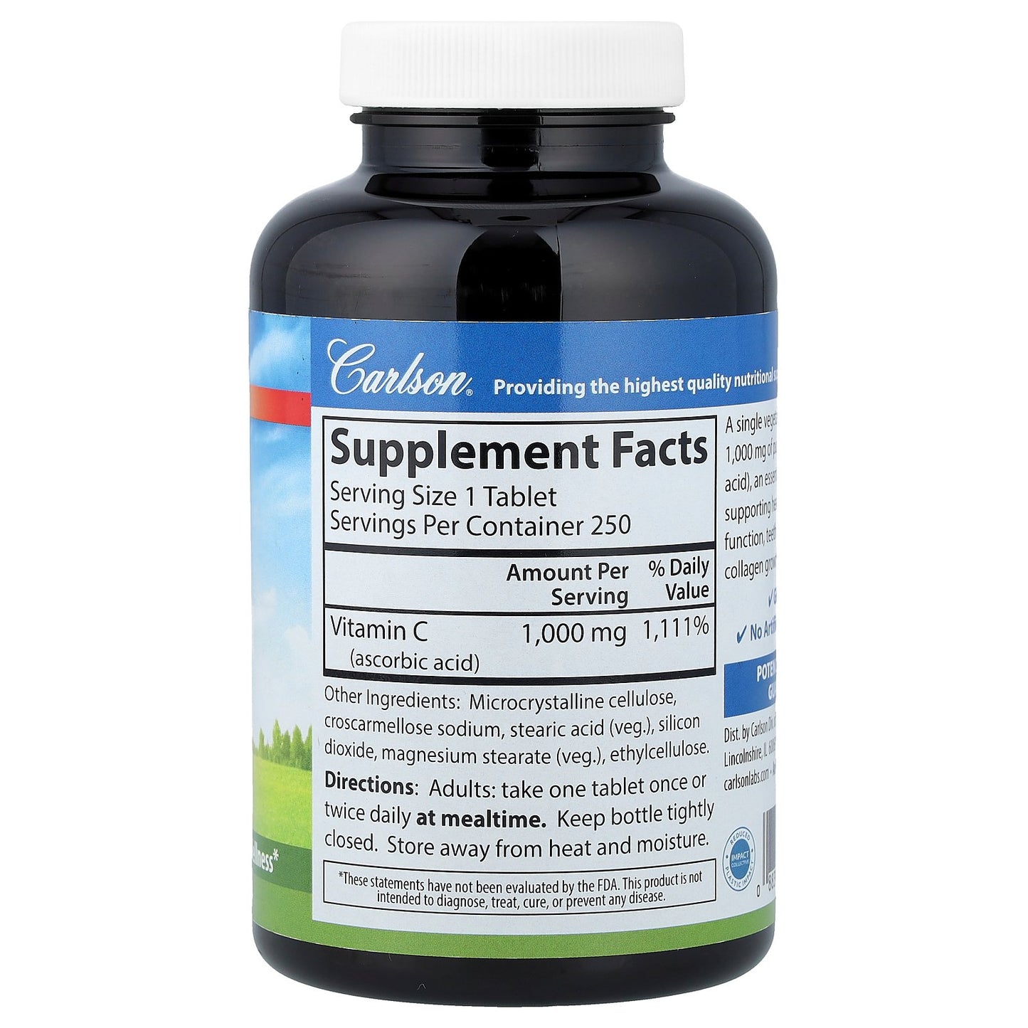 Carlson, Vitamin C, 1,000 mg, 250 Vegetarian Tablets