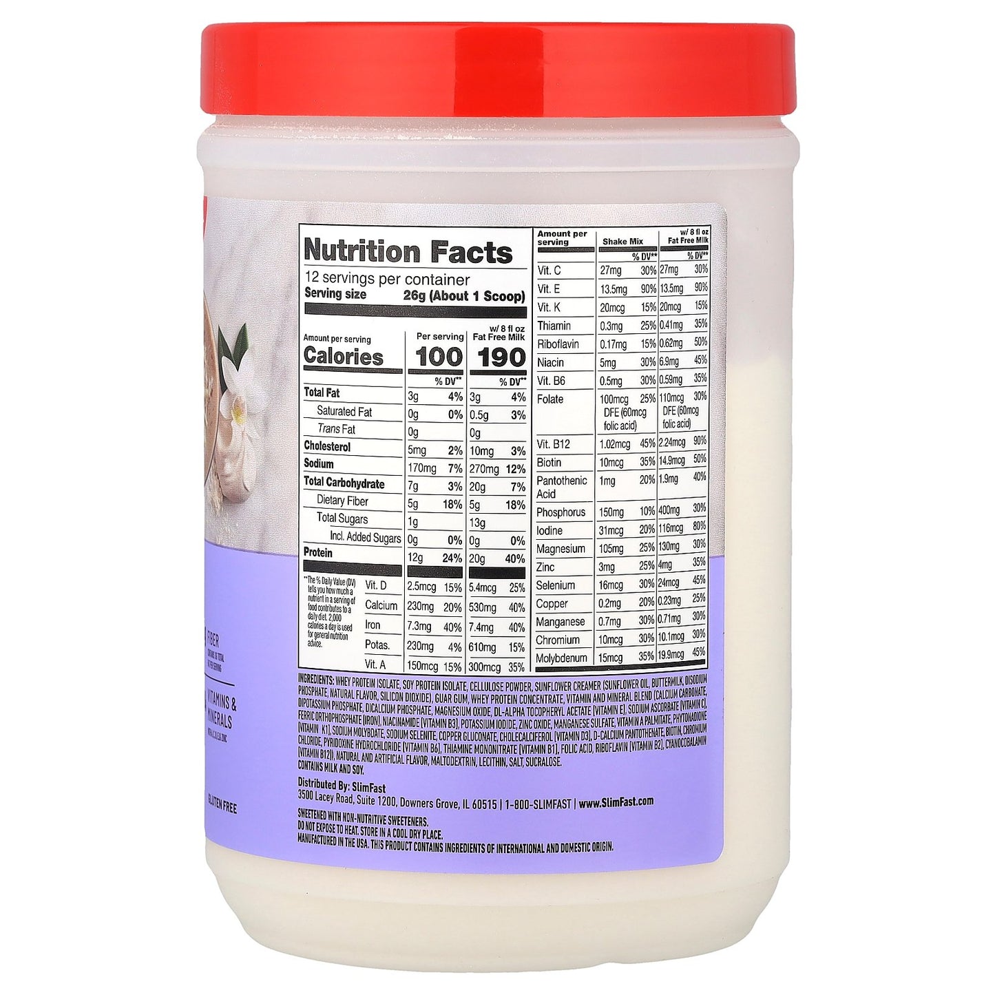 SlimFast, High Protein, Meal Replacement Smoothie Mix, Vanilla Cream, 11 oz (312 g)