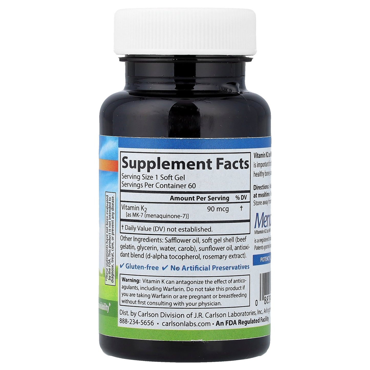 Carlson, Vitamin K2, 90 mcg, 60 Soft Gels