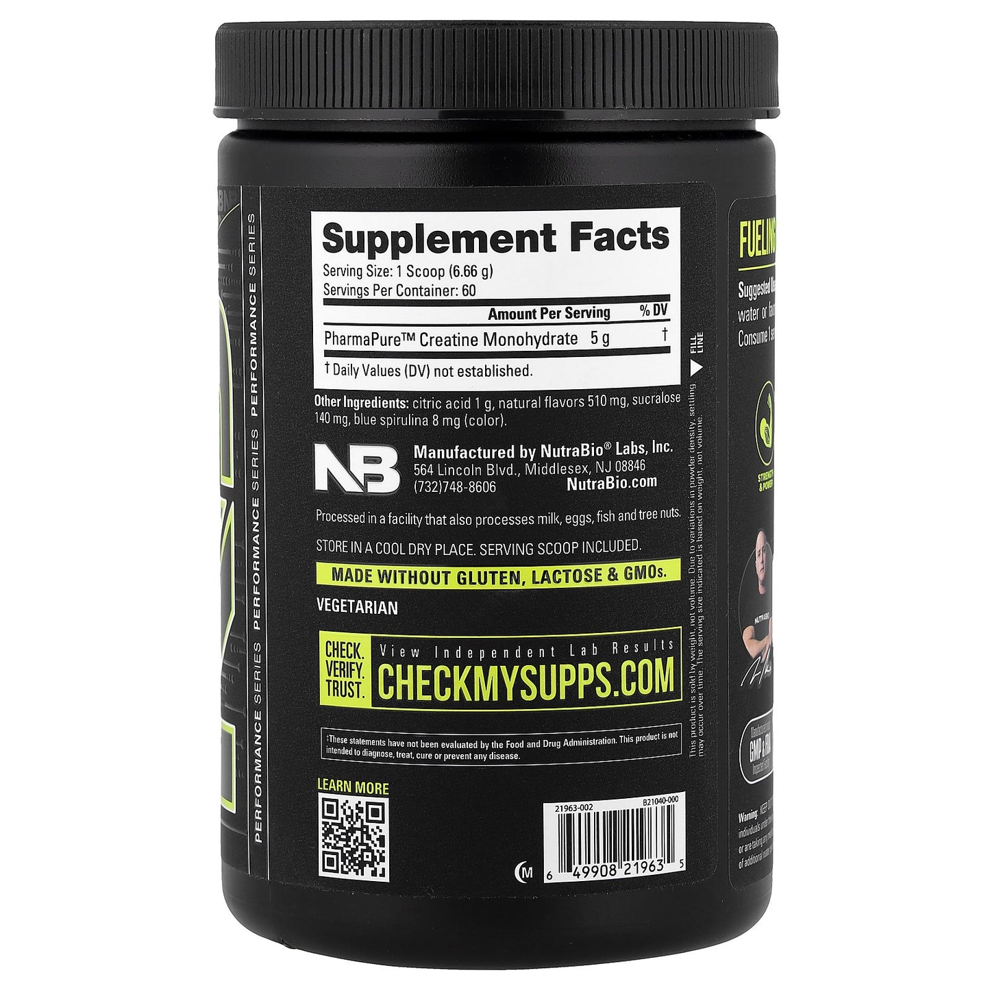 NutraBio, Micronized Creatine Monohydrate, Blue Razz, 14 oz (399 g)