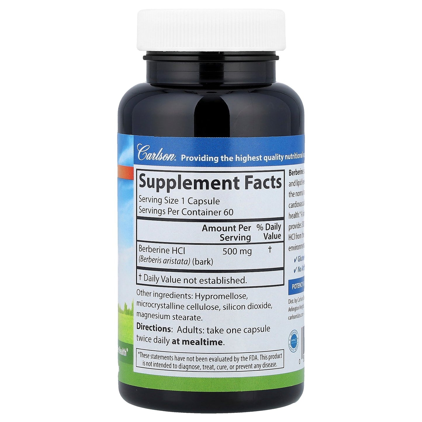 Carlson, Berberine, 500 mg, 60 Vegetarian Capsules