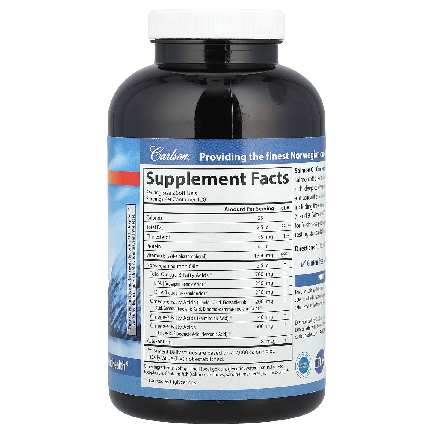 Carlson, Omega-3 Enriched Salmon Oil Complete, 240 Soft Gels