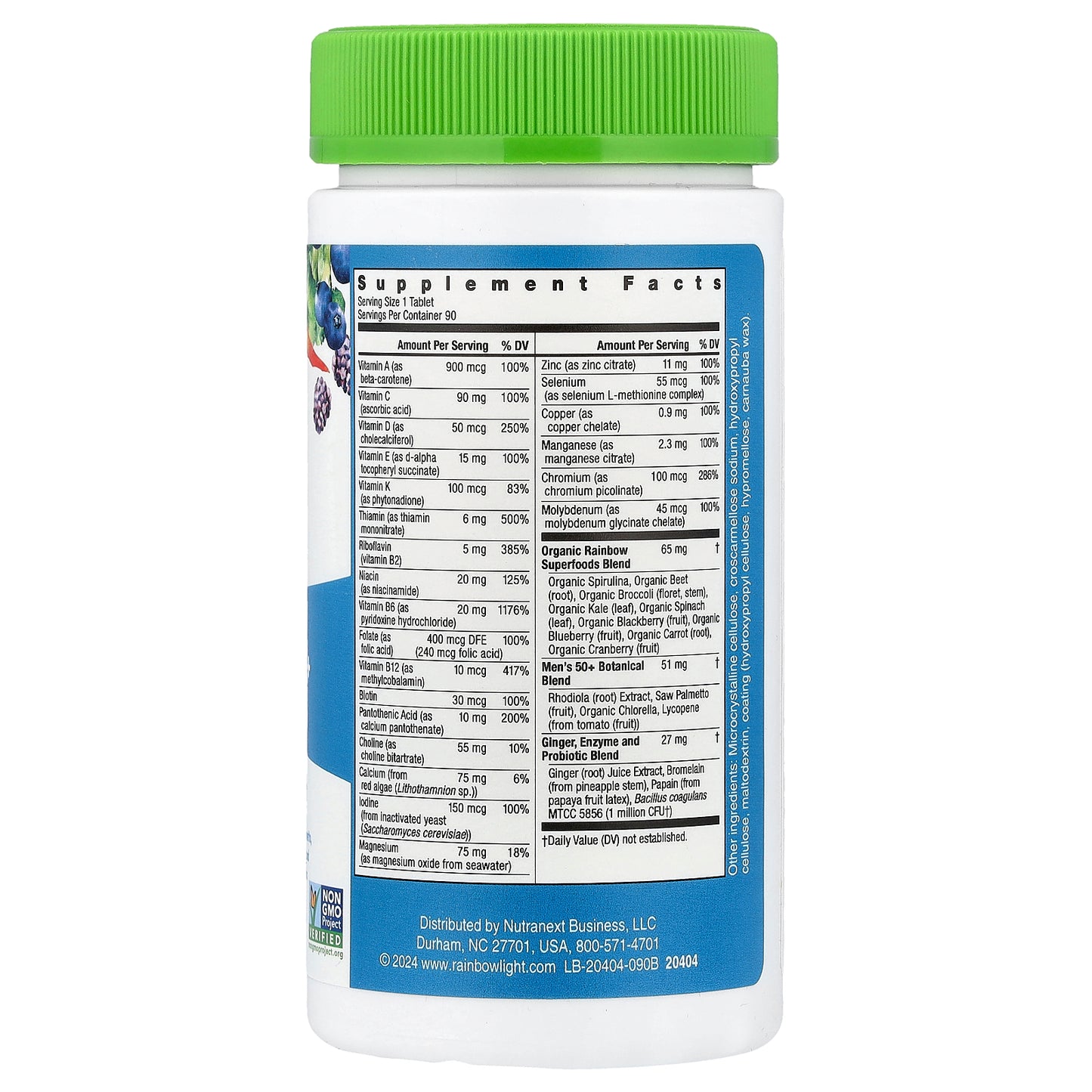 Rainbow Light, Men's One™ 50+ Daily Multivitamin, High Potency, 90 Vegetarian Tablets